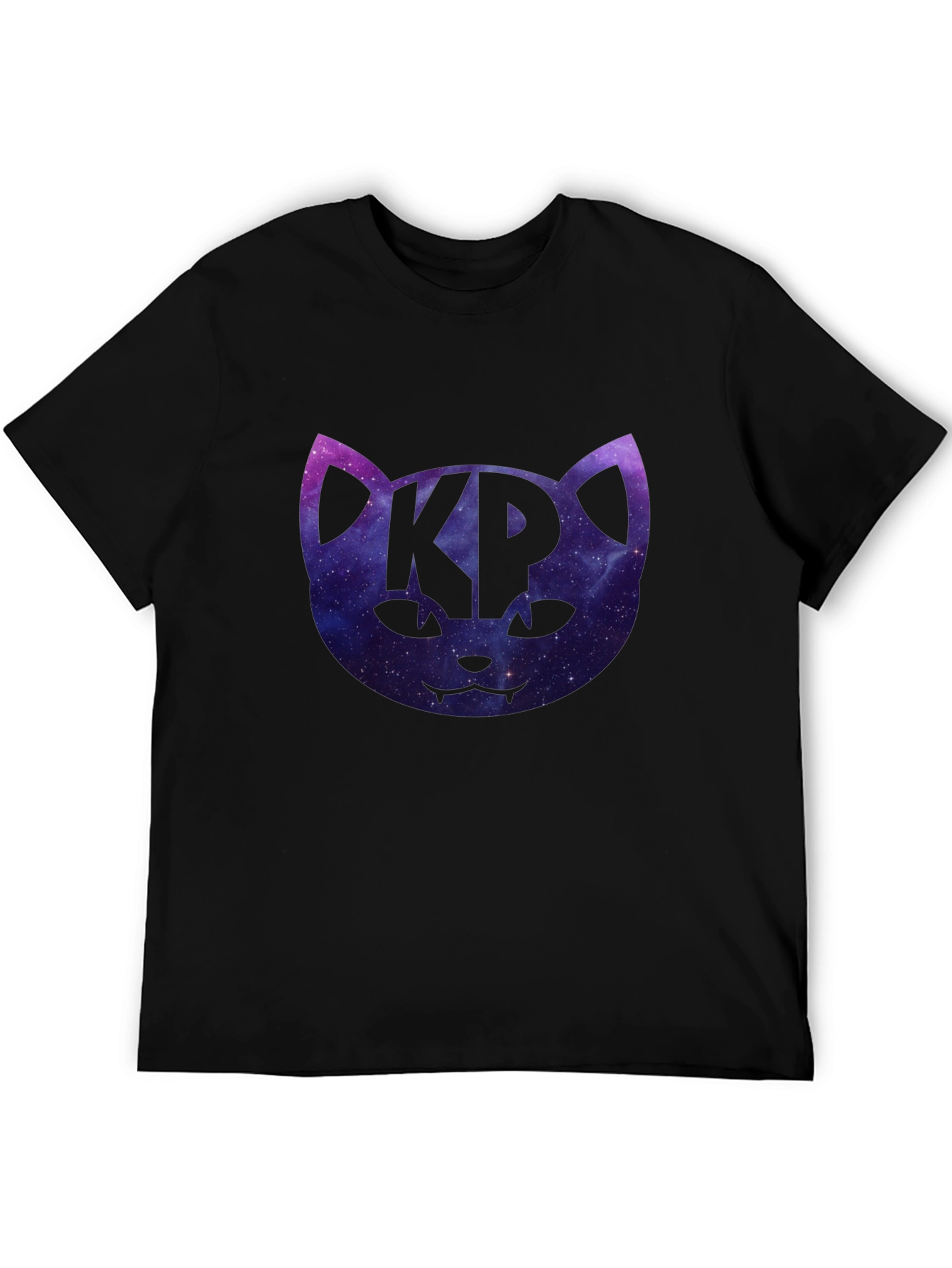Cosmic Cat KP Black T-Shirt - Galaxy Kitty Design