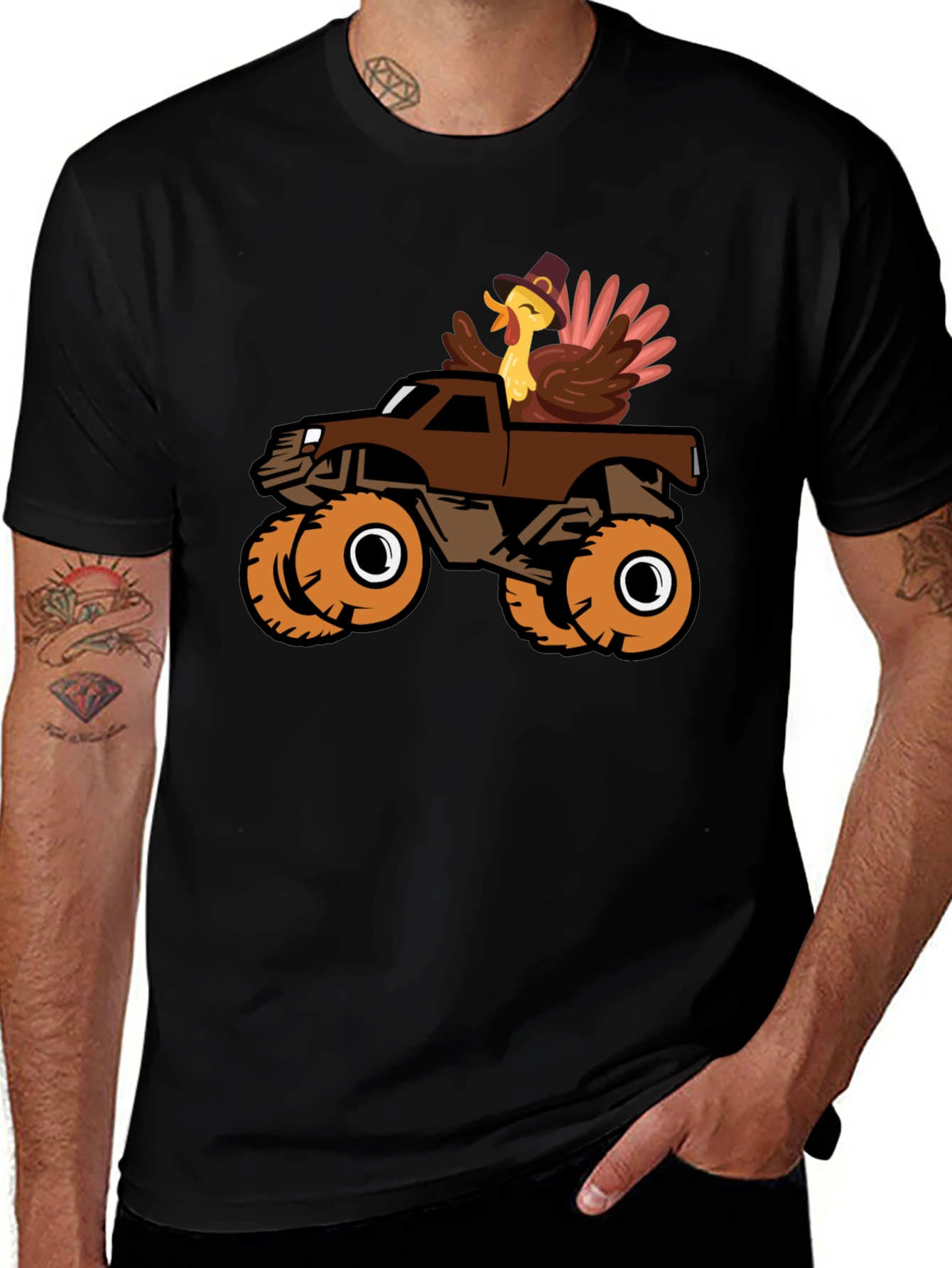 Turkey Monster Truck Black T-Shirt