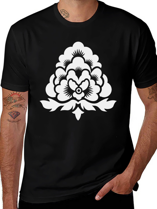 Stylish Black T-Shirt with White Floral Design