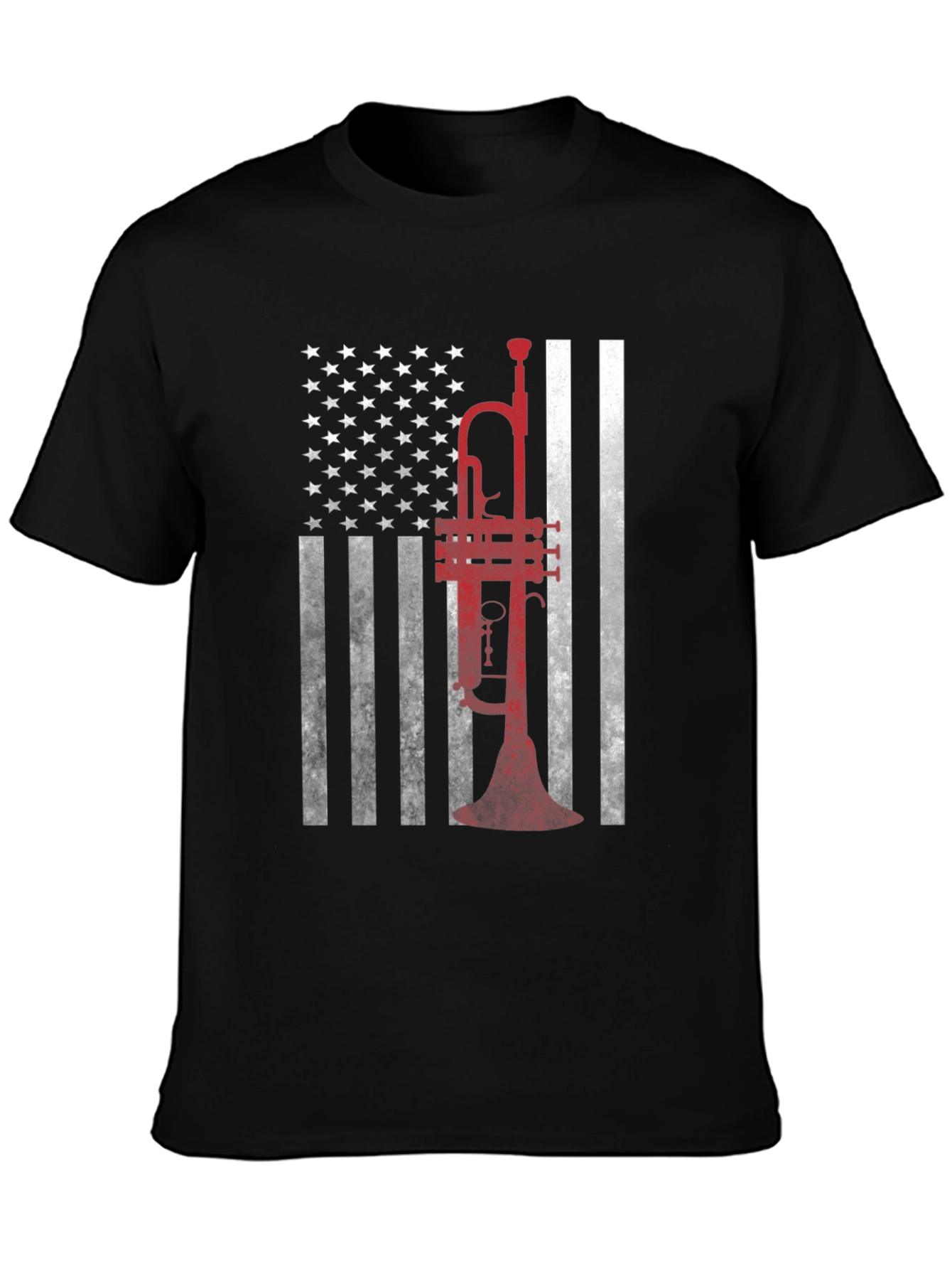 Trumpet American Flag Graphic T-Shirt