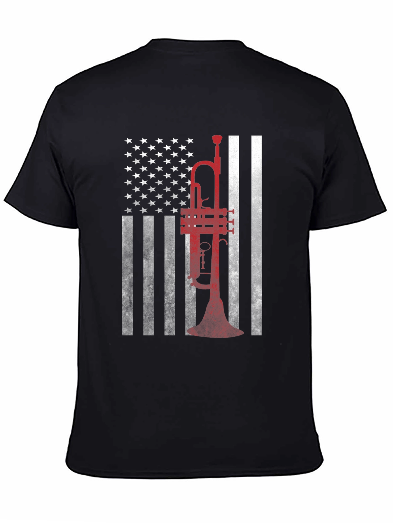 Trumpet American Flag Graphic T-Shirt