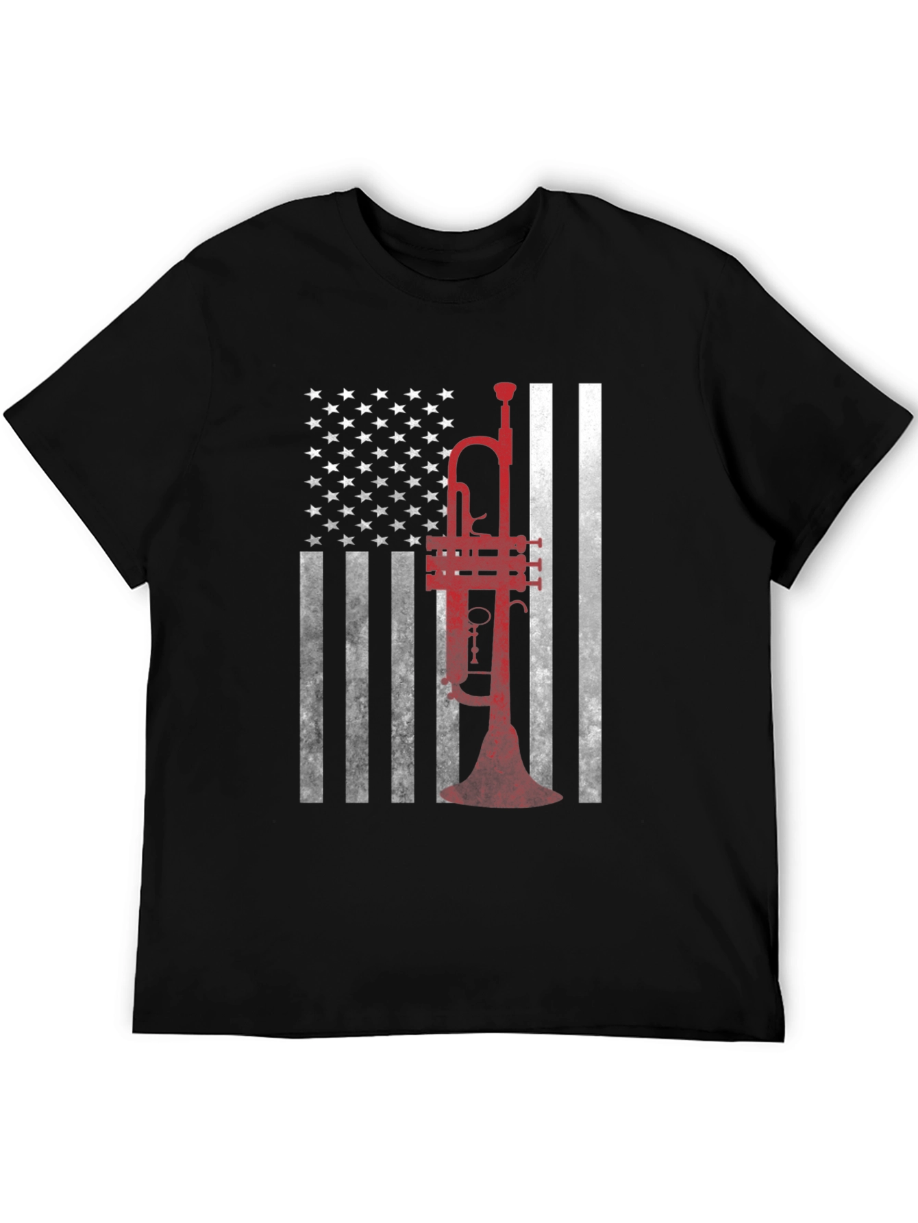 Trumpet American Flag Graphic T-Shirt