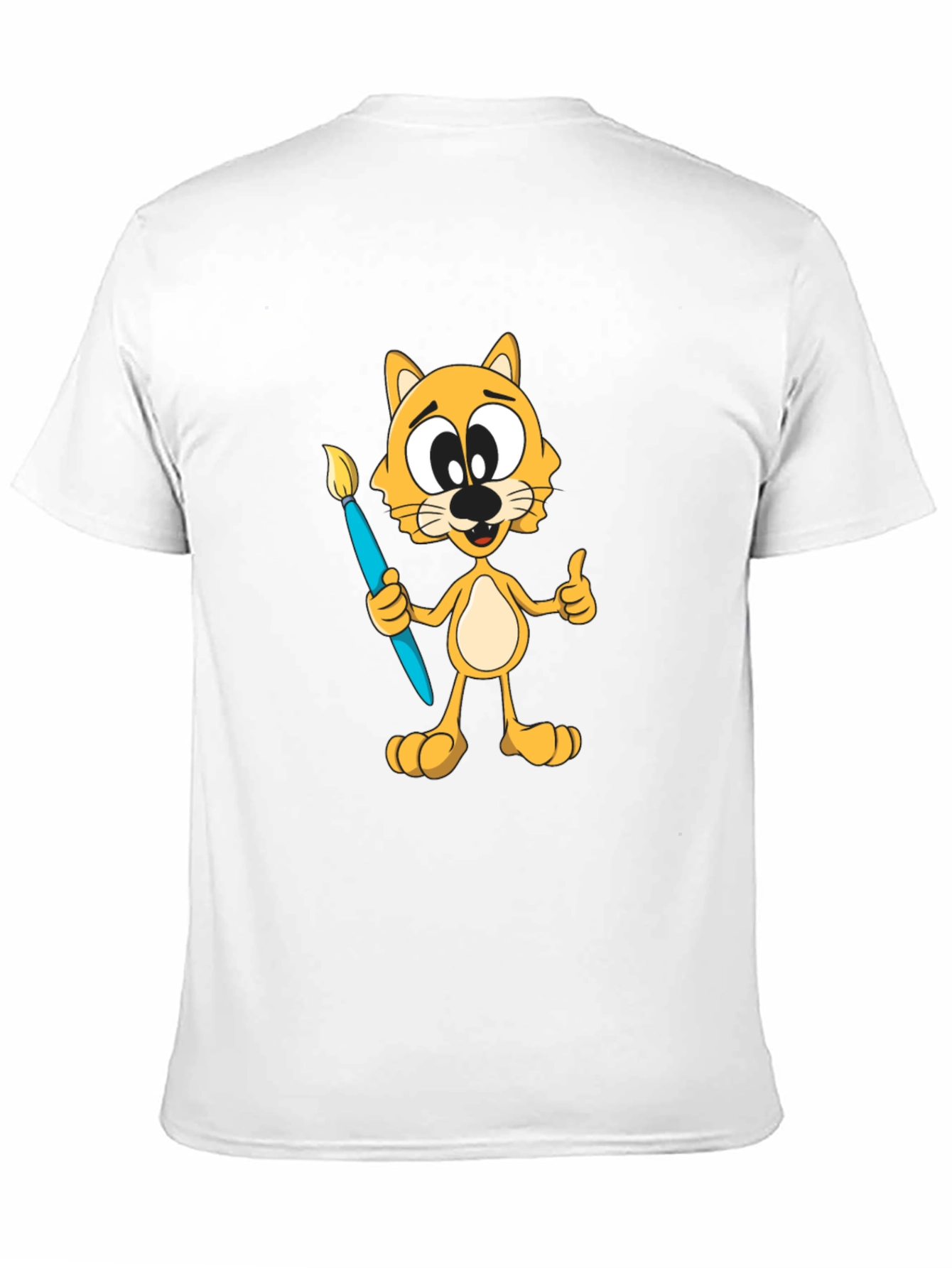 Cartoon Cat Artist Graphic T-Shirt