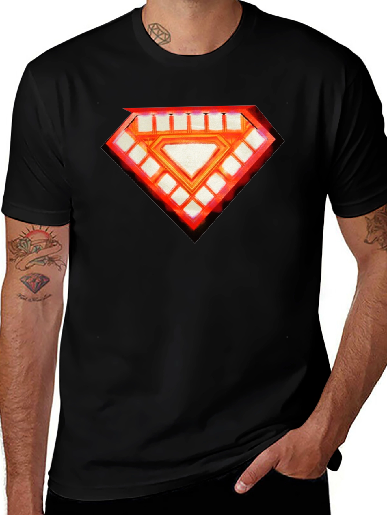 Mens Black T-Shirt - Diamond Graphic Tee