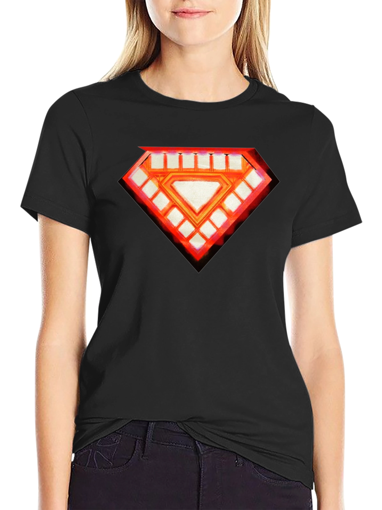 Mens Black T-Shirt - Diamond Graphic Tee