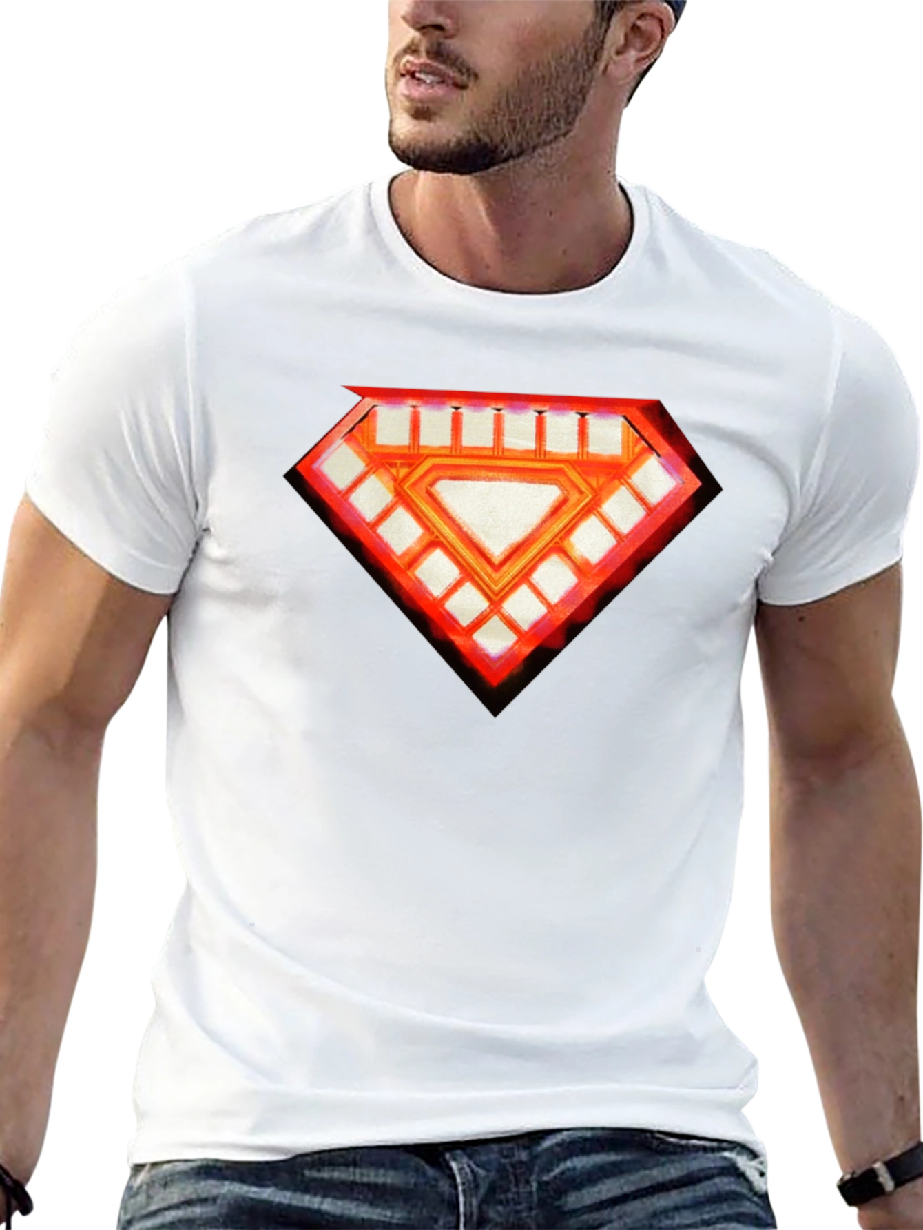 Mens Black T-Shirt - Diamond Graphic Tee