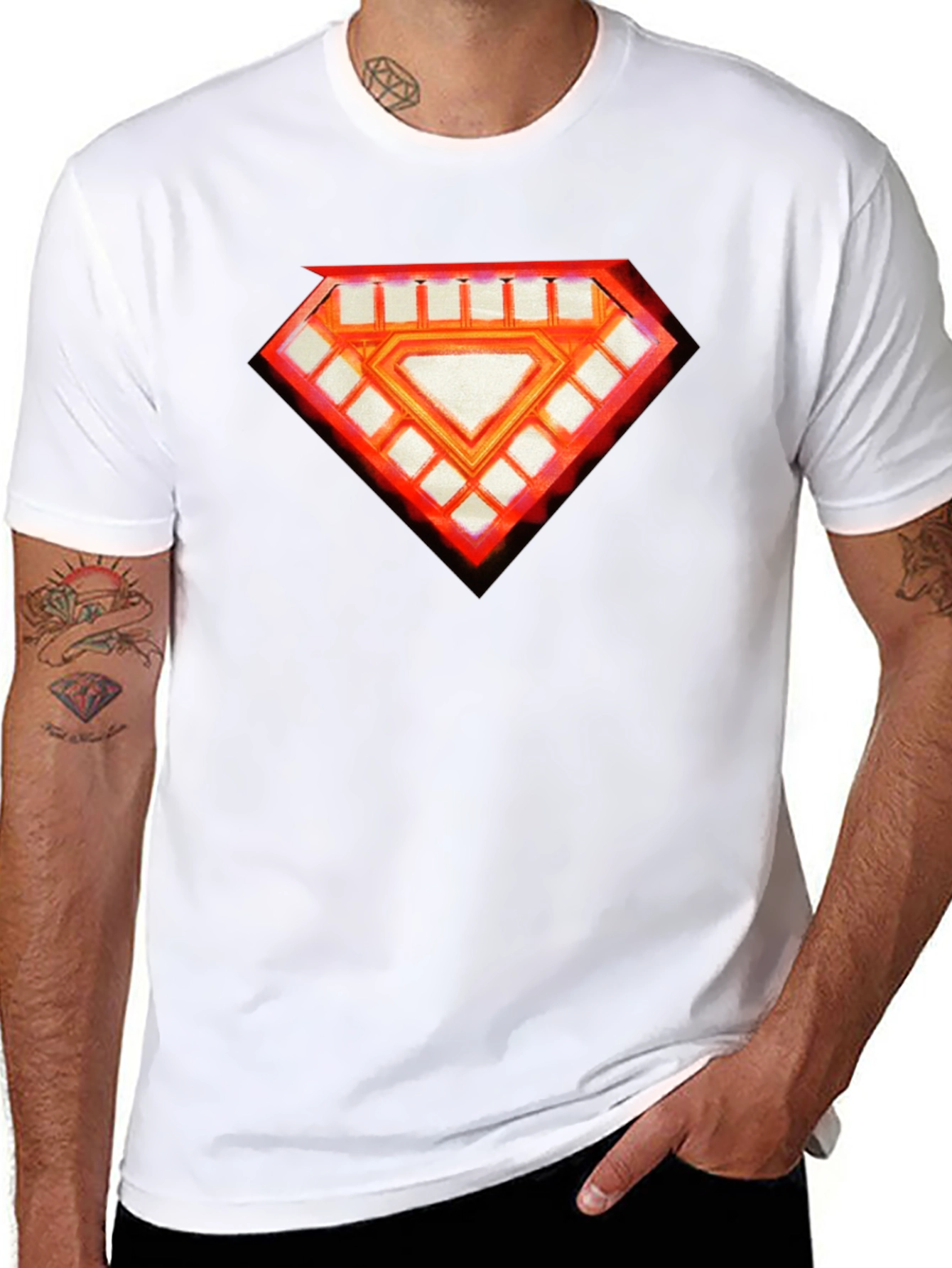 Mens Black T-Shirt - Diamond Graphic Tee
