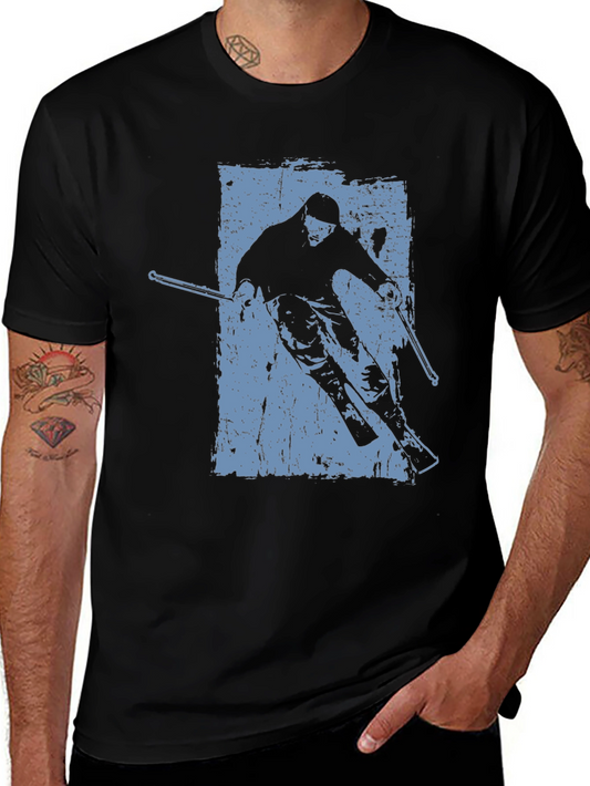 Vintage Skiing Graphic T-Shirt - Black