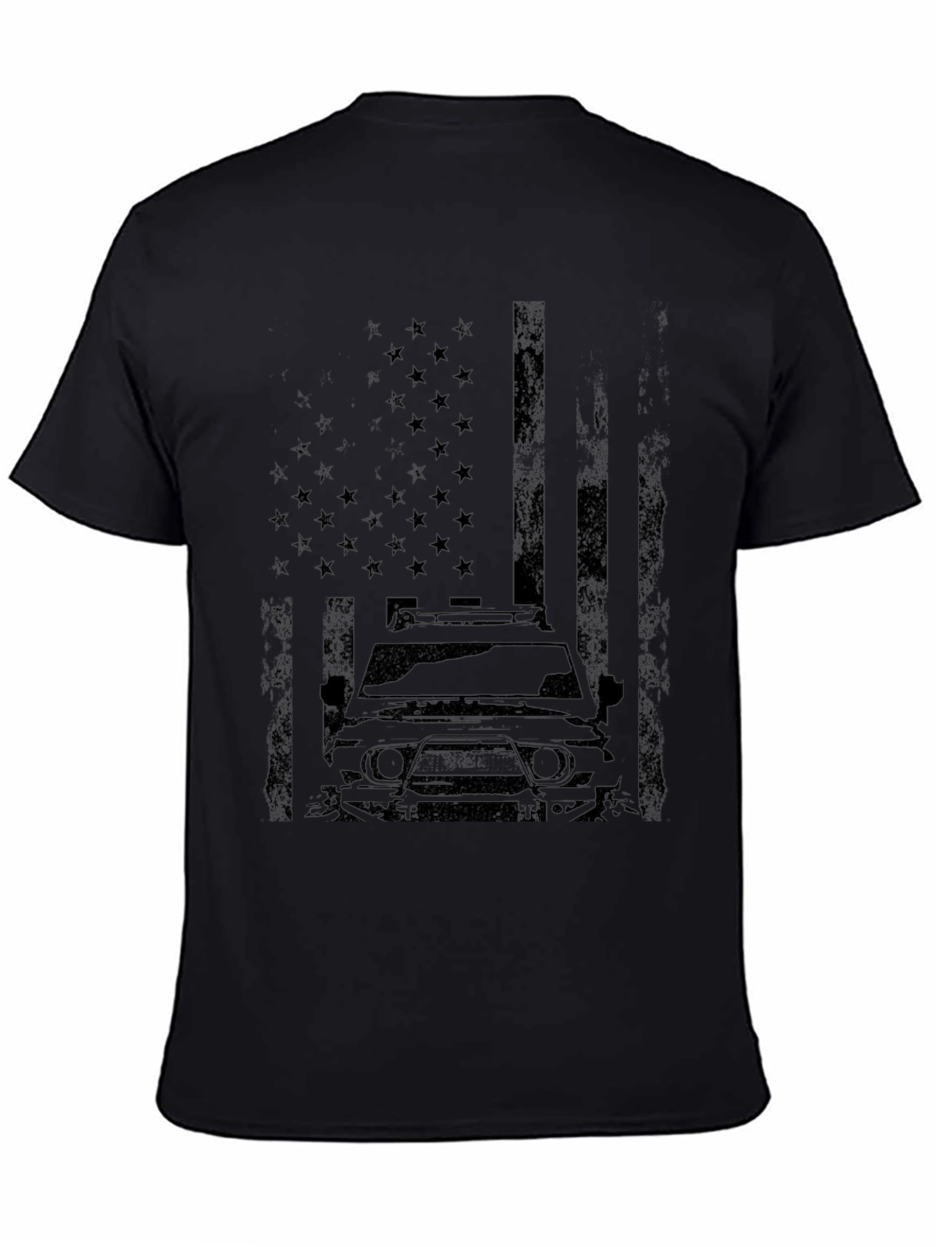 American Flag SUV Graphic Tee - Black Cotton Blend