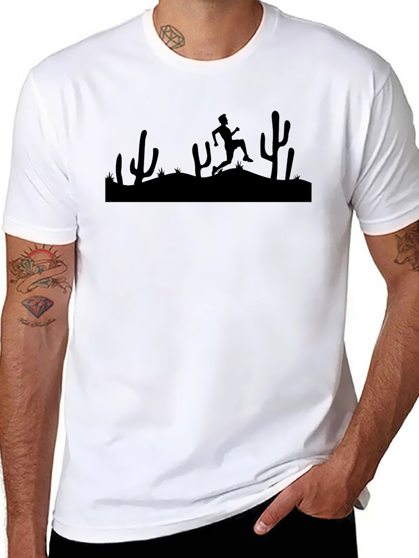 Desert Runner Graphic Tee - Black Cotton T-Shirt