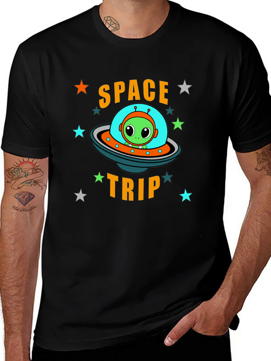 Space Trip Alien UFO Graphic T-Shirt