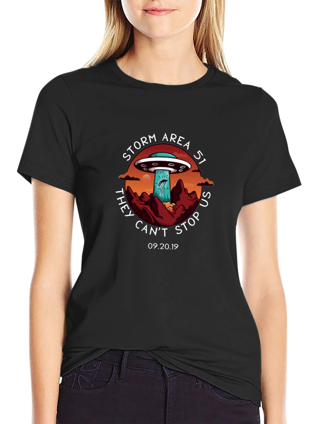 Storm Area 51 T-Shirt UFO Alien Graphic Tee