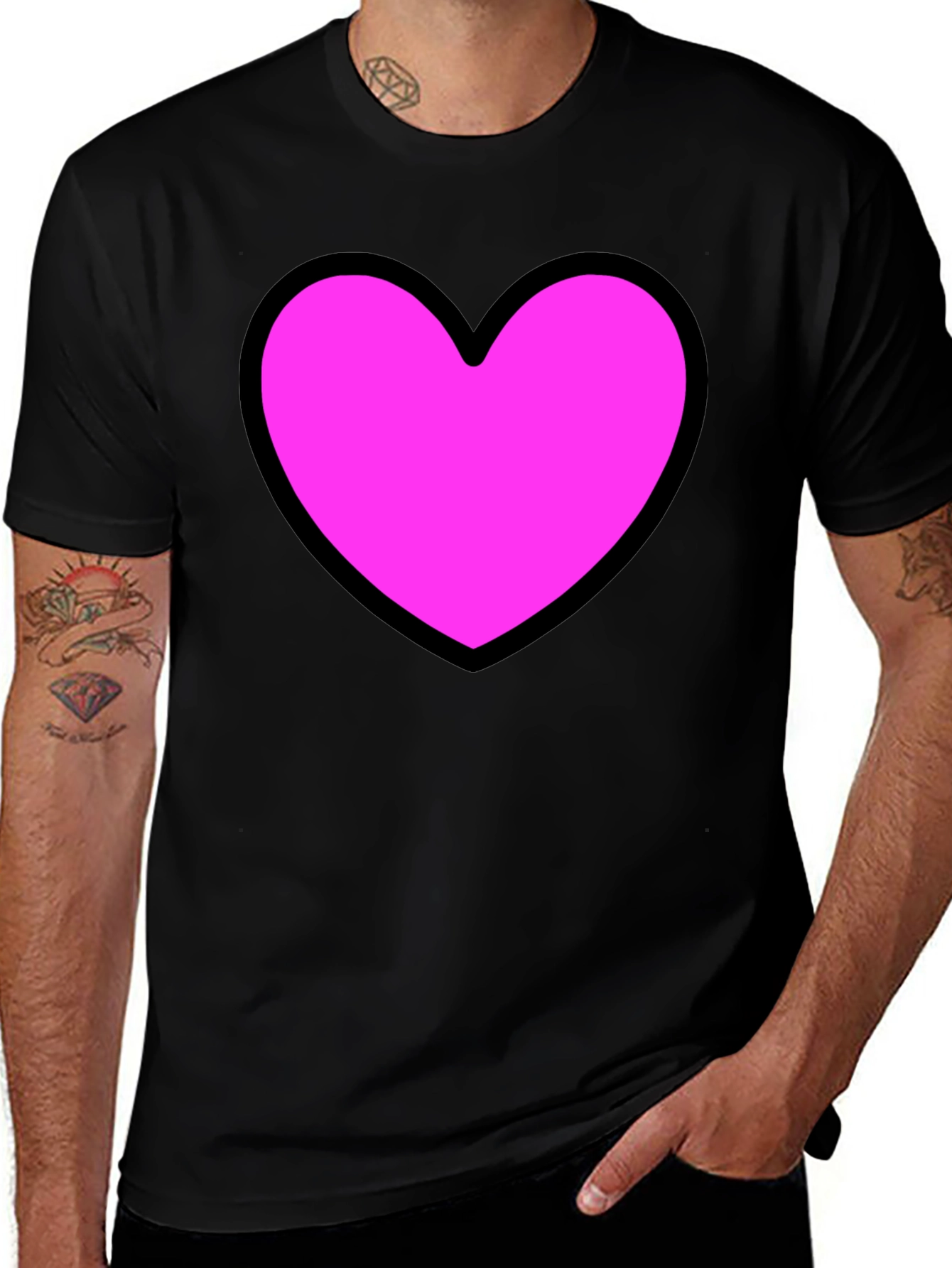 Heart Graphic Black T-Shirt - Stylish Casual Wear