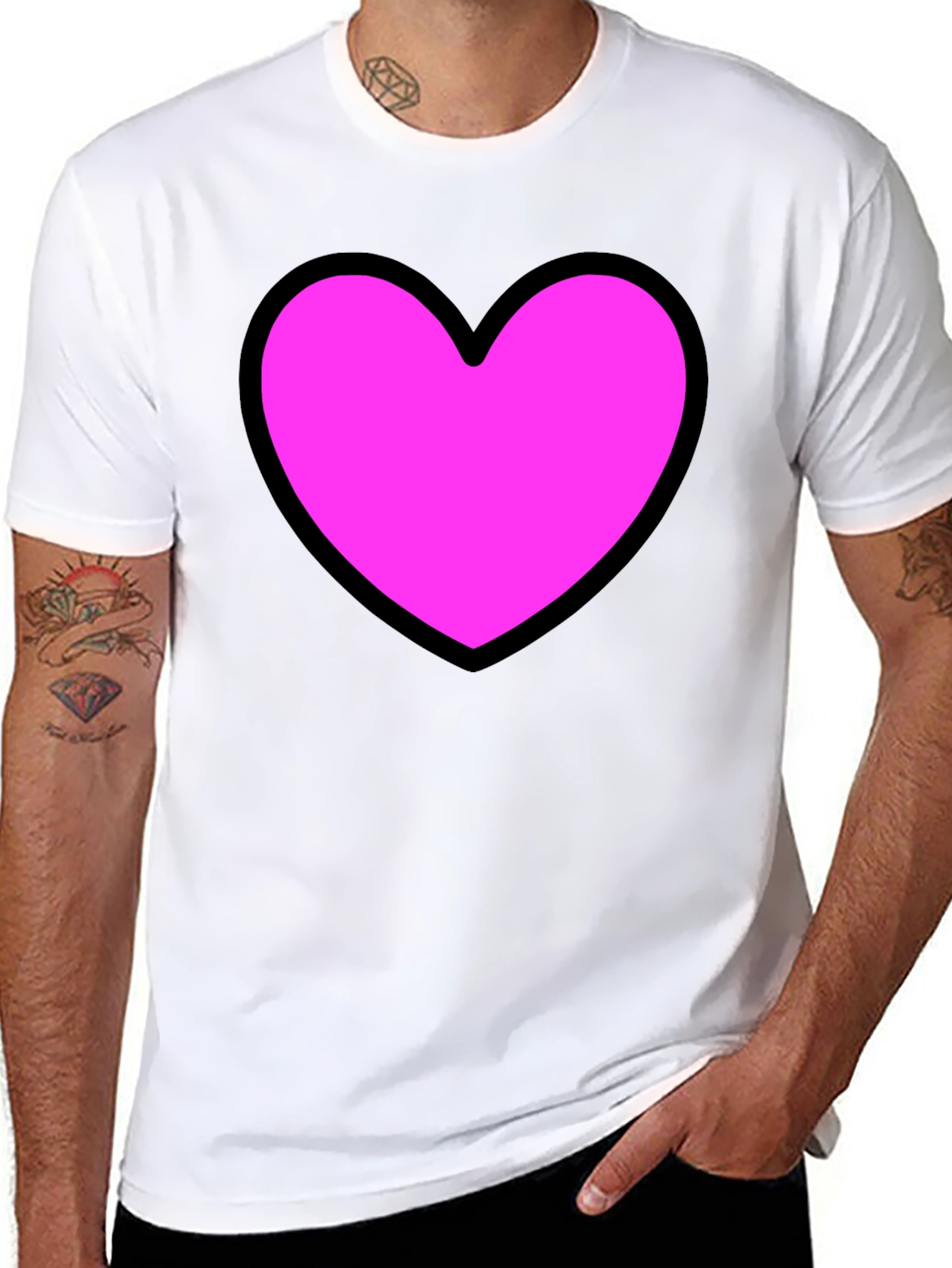 Heart Graphic Black T-Shirt - Stylish Casual Wear