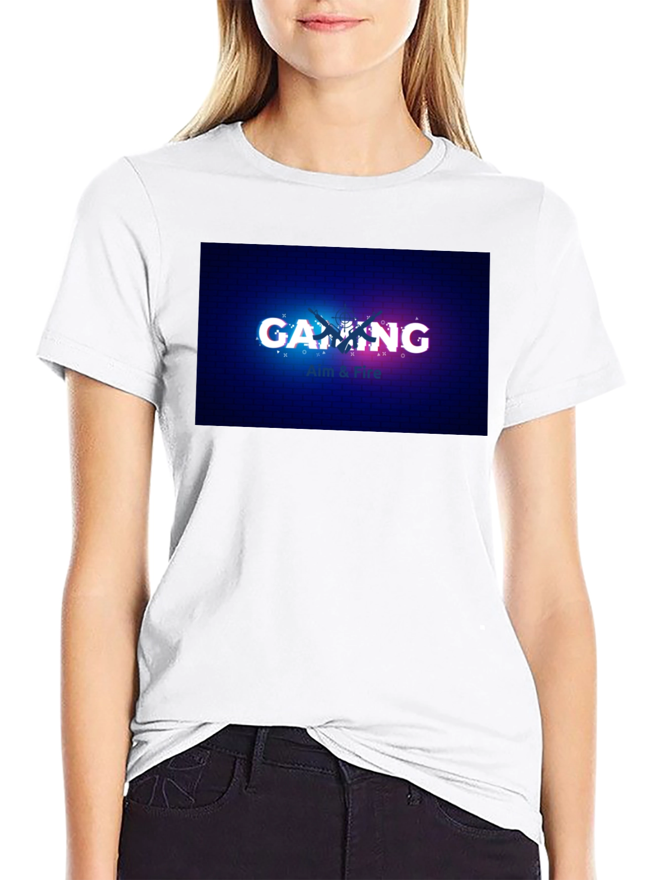 Gaming Aim & Fire Graphic T-Shirt - Black