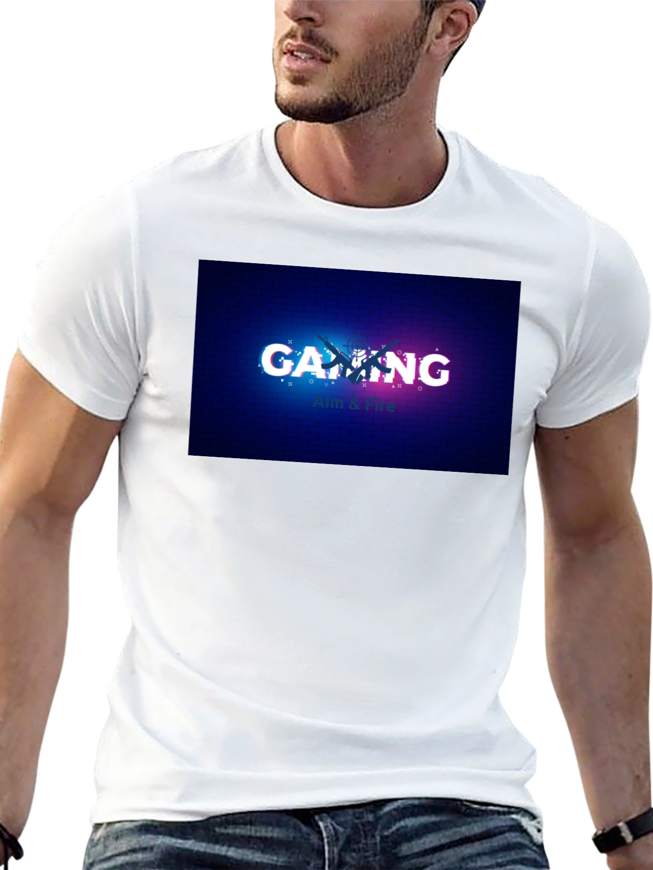 Gaming Aim & Fire Graphic T-Shirt - Black