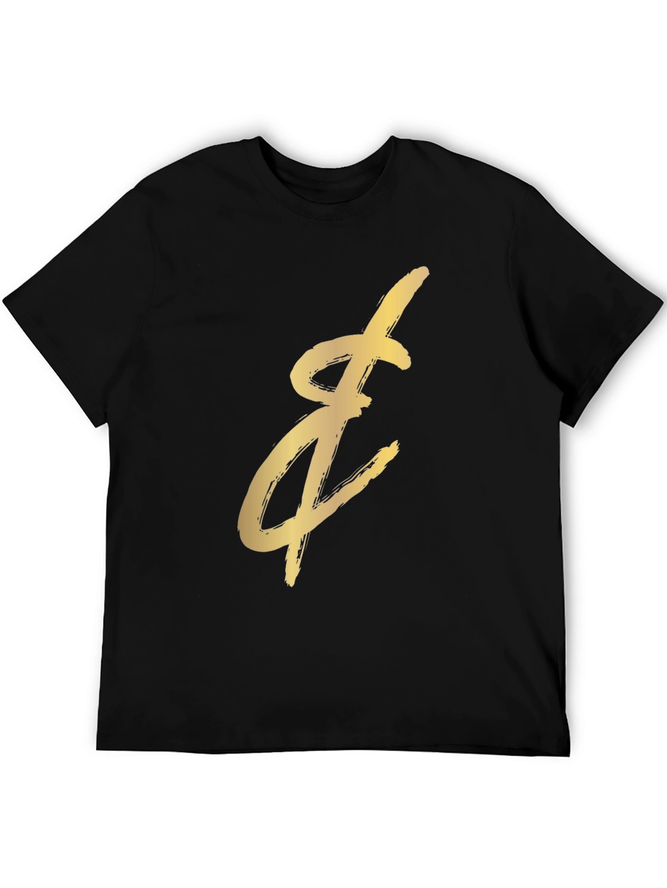Gold Brushstroke Graphic Black T-Shirt