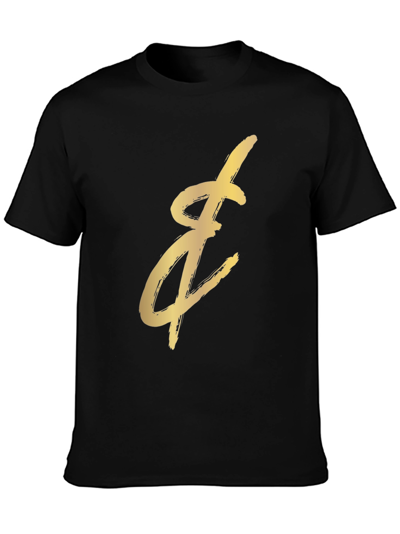 Gold Brushstroke Graphic Black T-Shirt