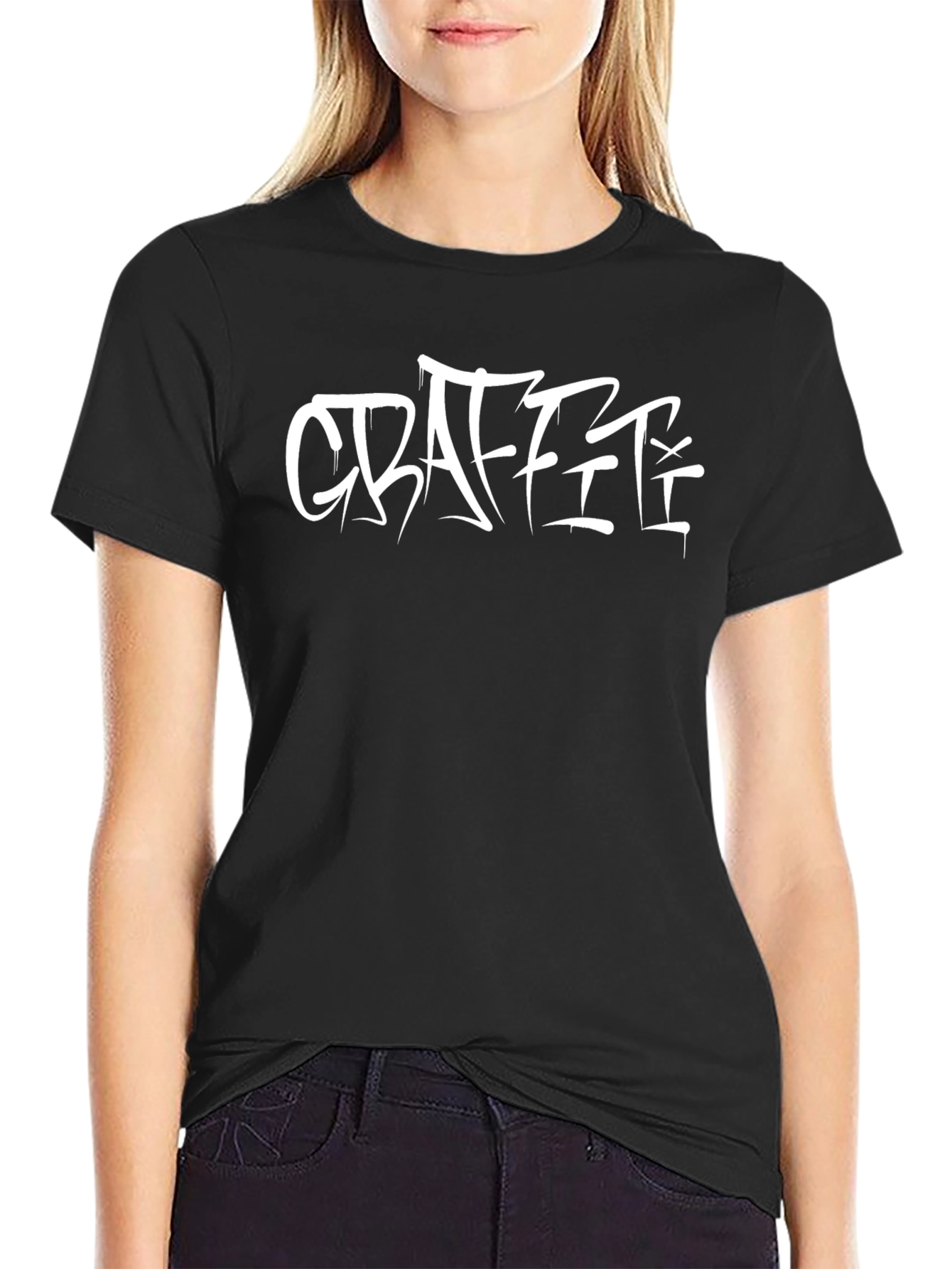 Graffiti Style Graphic T-Shirt - Black