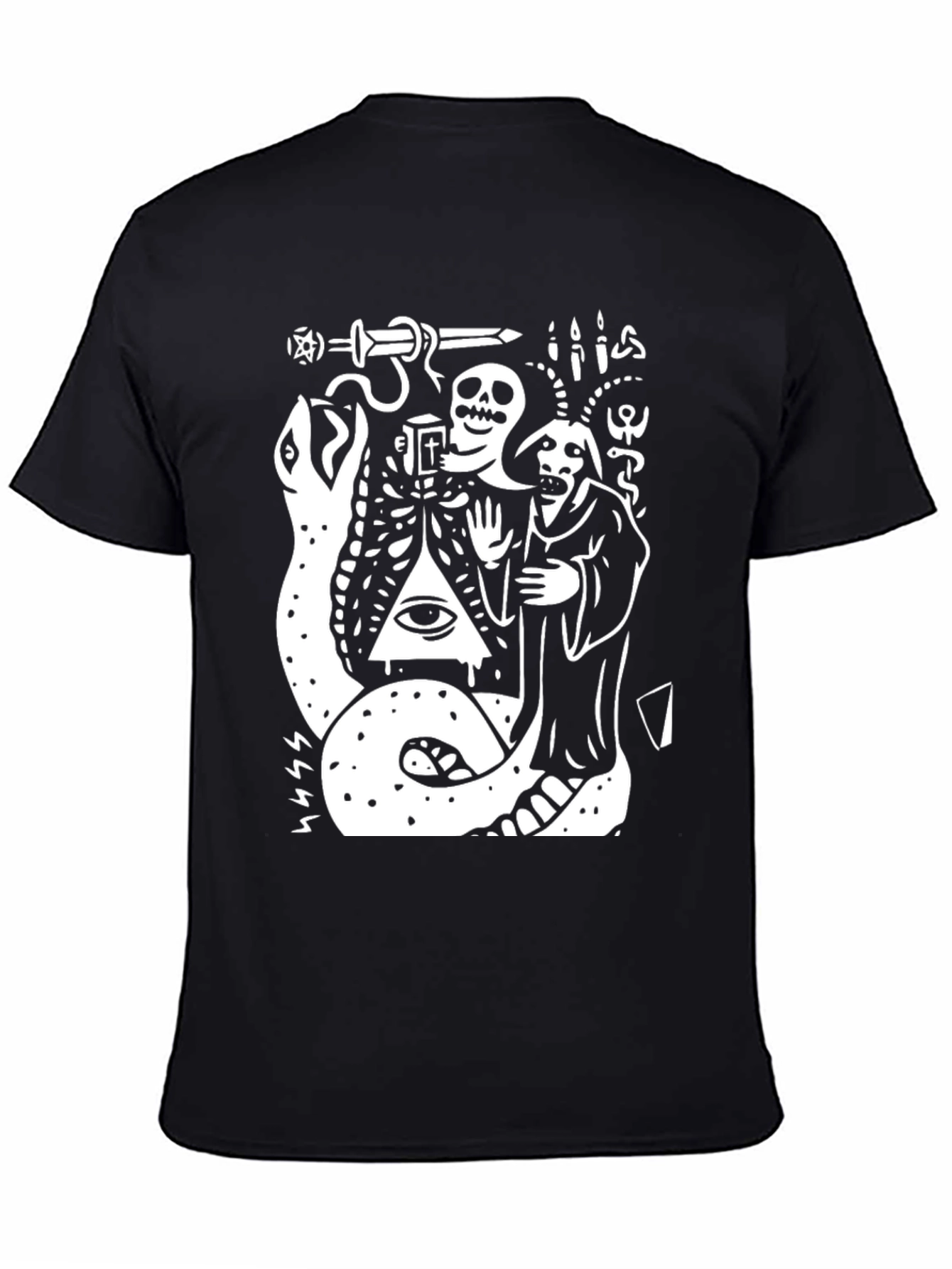 Occult Snake & Skull Graphic Tee - Black