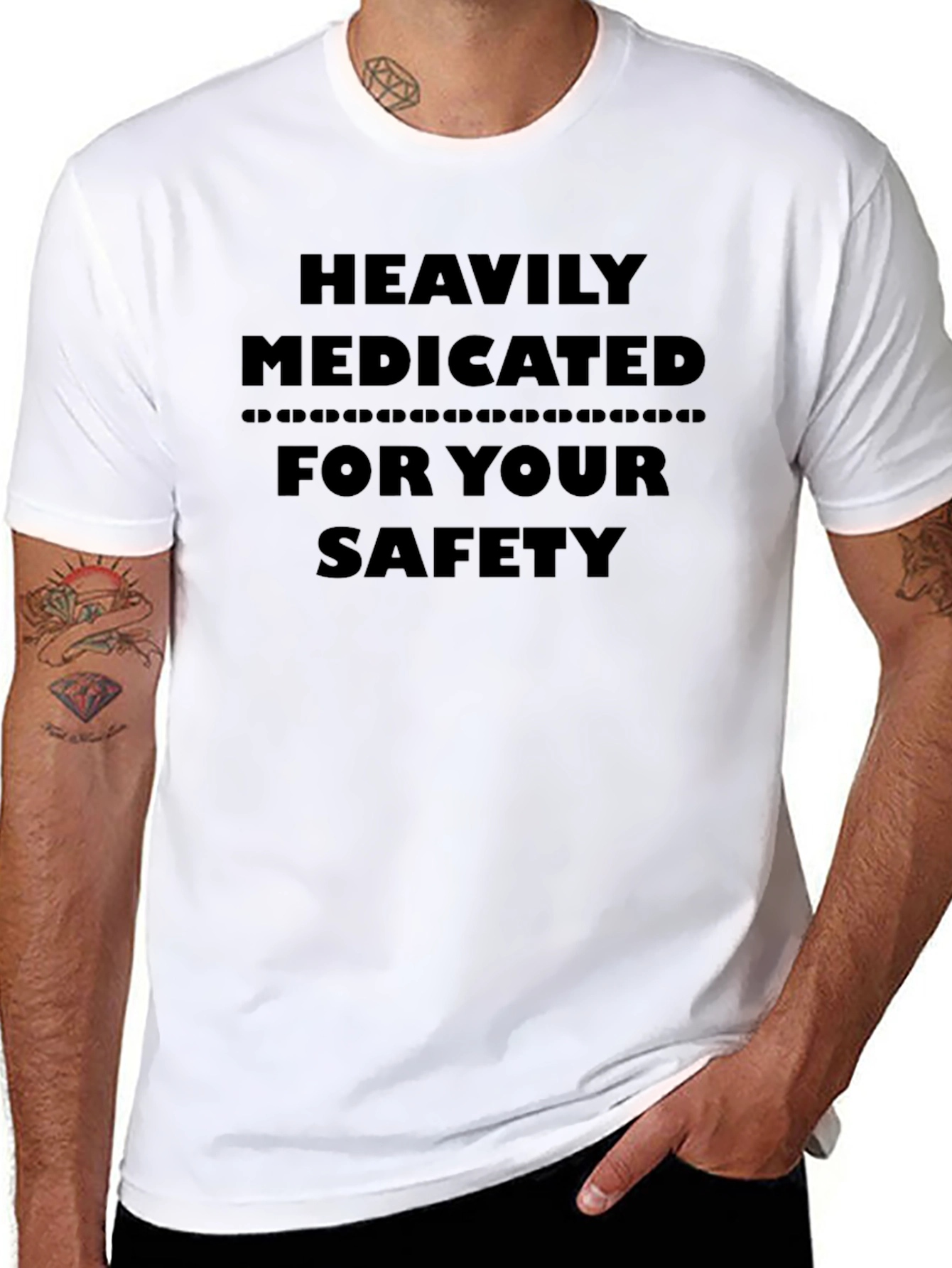 Heavily Medicated Safety Tee - Black Graphic T-Shirt