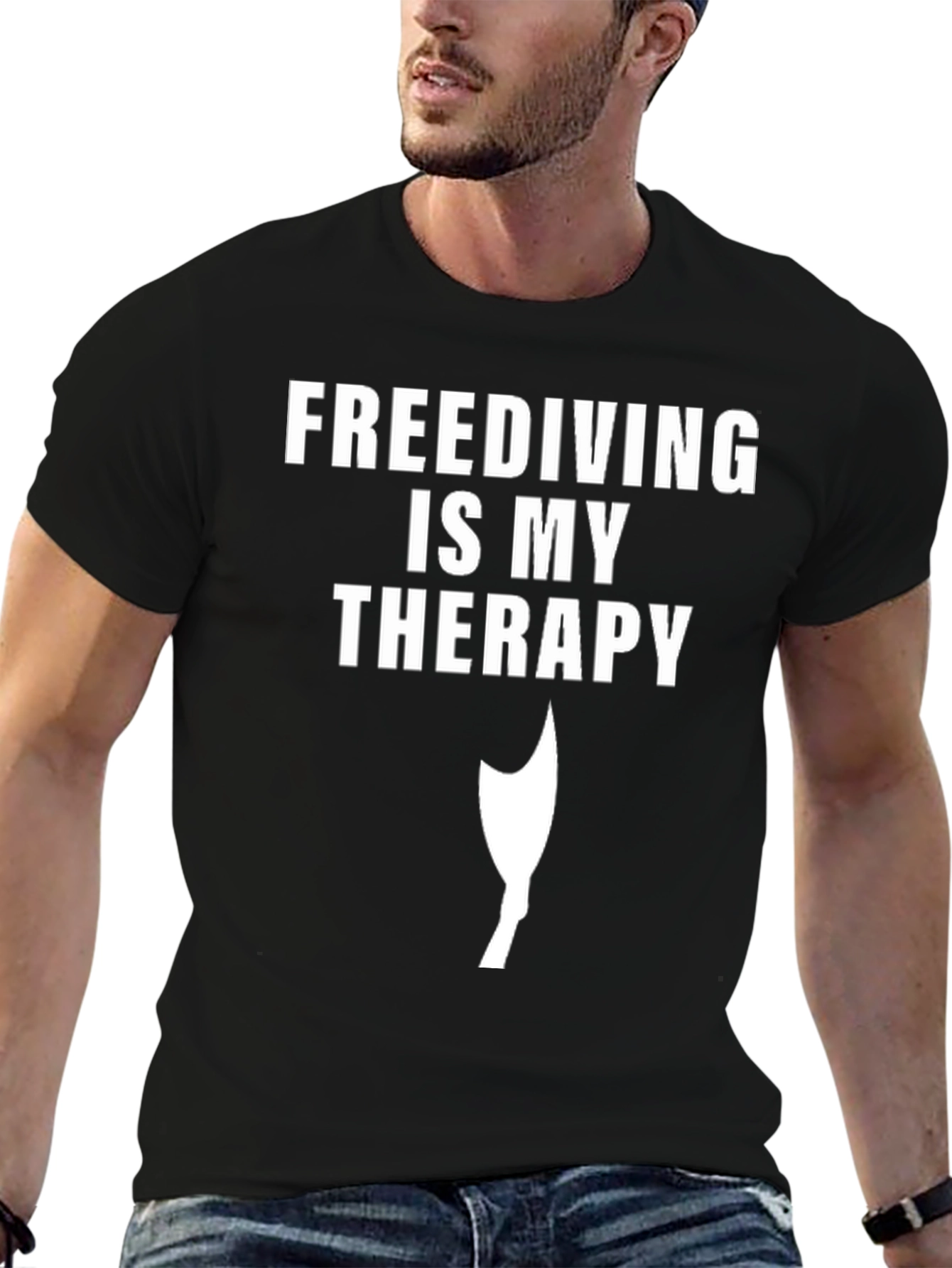 Freediving Therapy T-Shirt - Black Cotton Tee