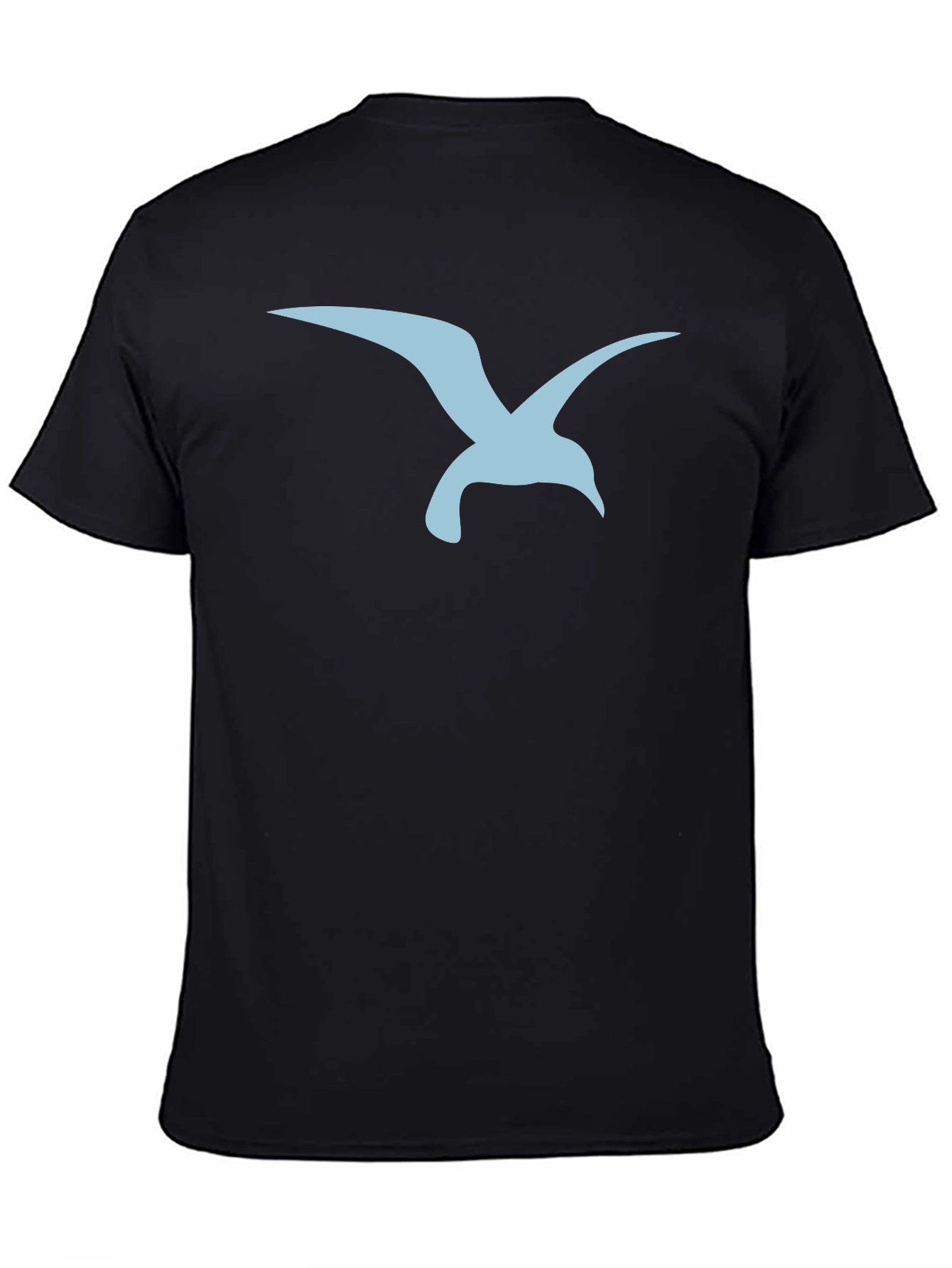 Mens Black T-Shirt with Blue Seagull Graphic