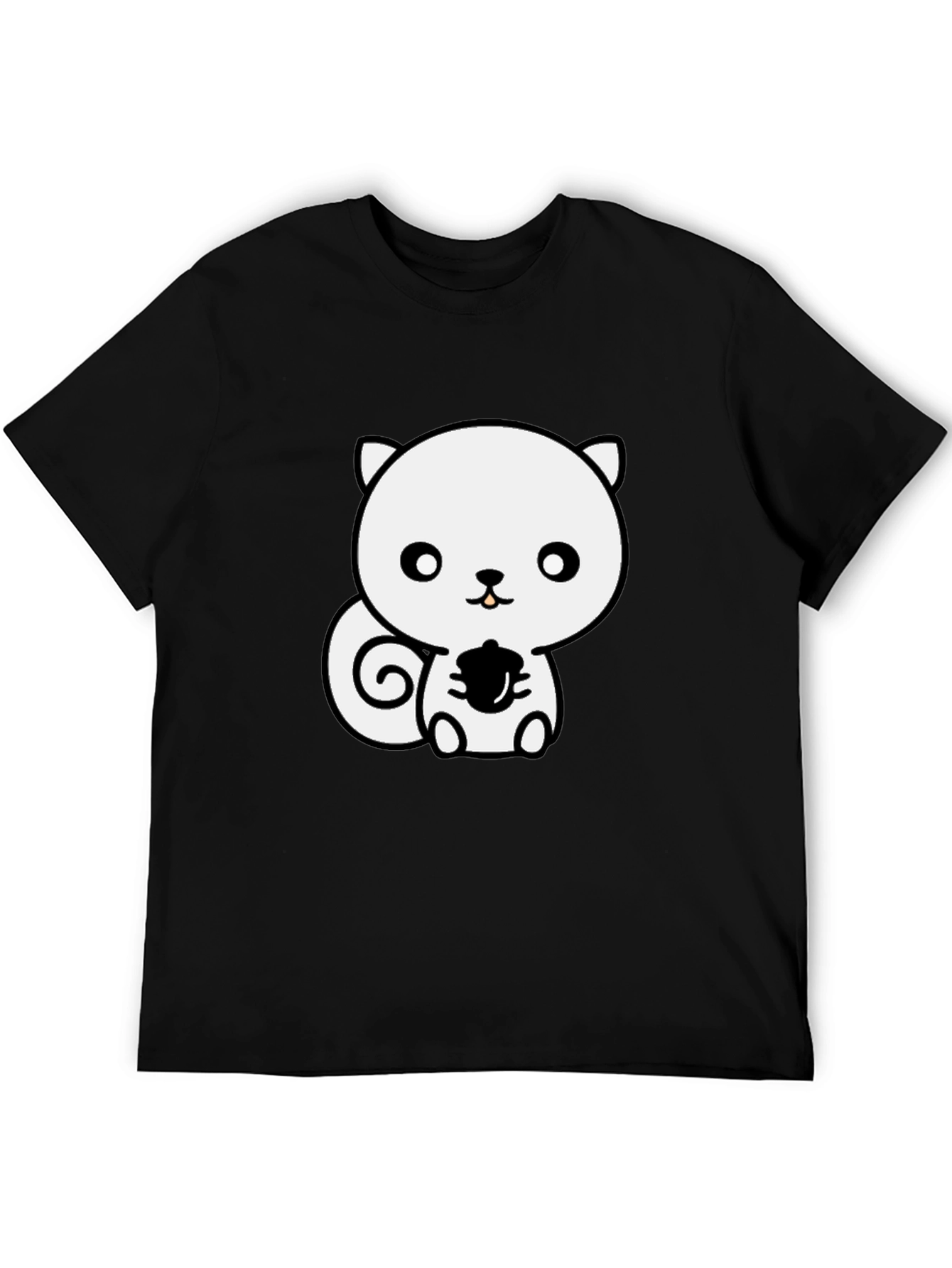 Cute Cartoon Squirrel T-Shirt - Black