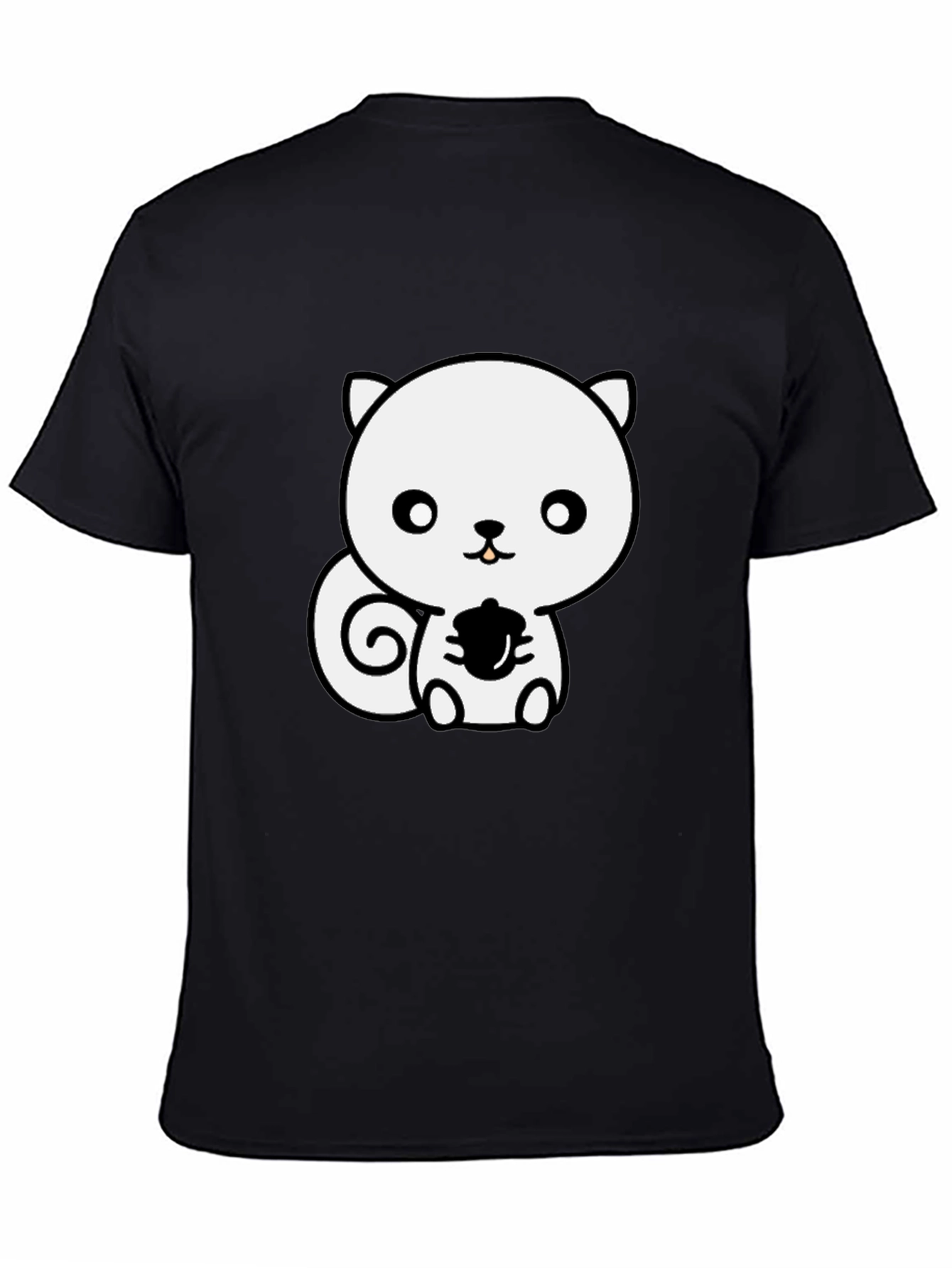 Cute Cartoon Squirrel T-Shirt - Black