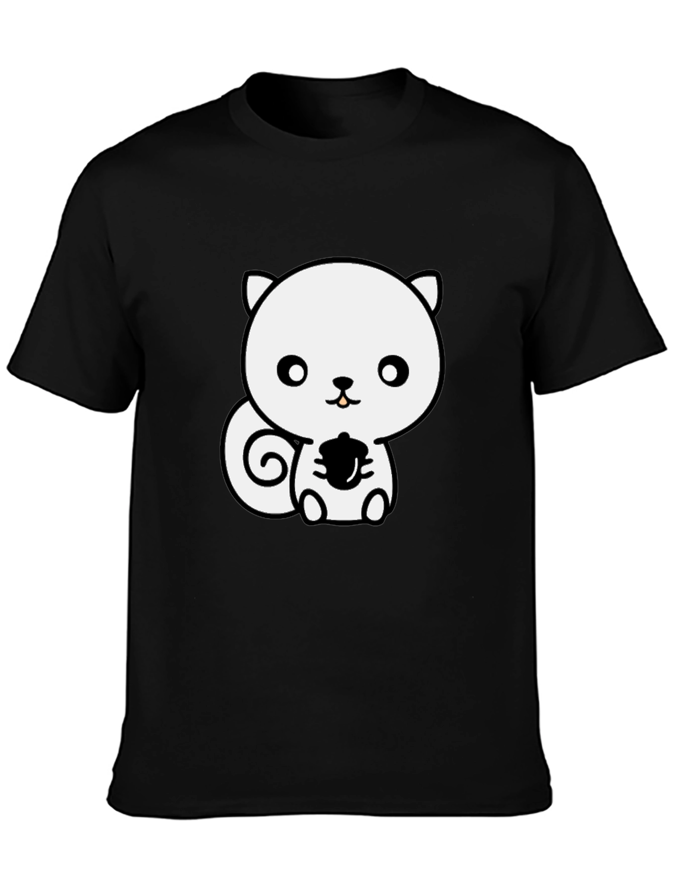 Cute Cartoon Squirrel T-Shirt - Black