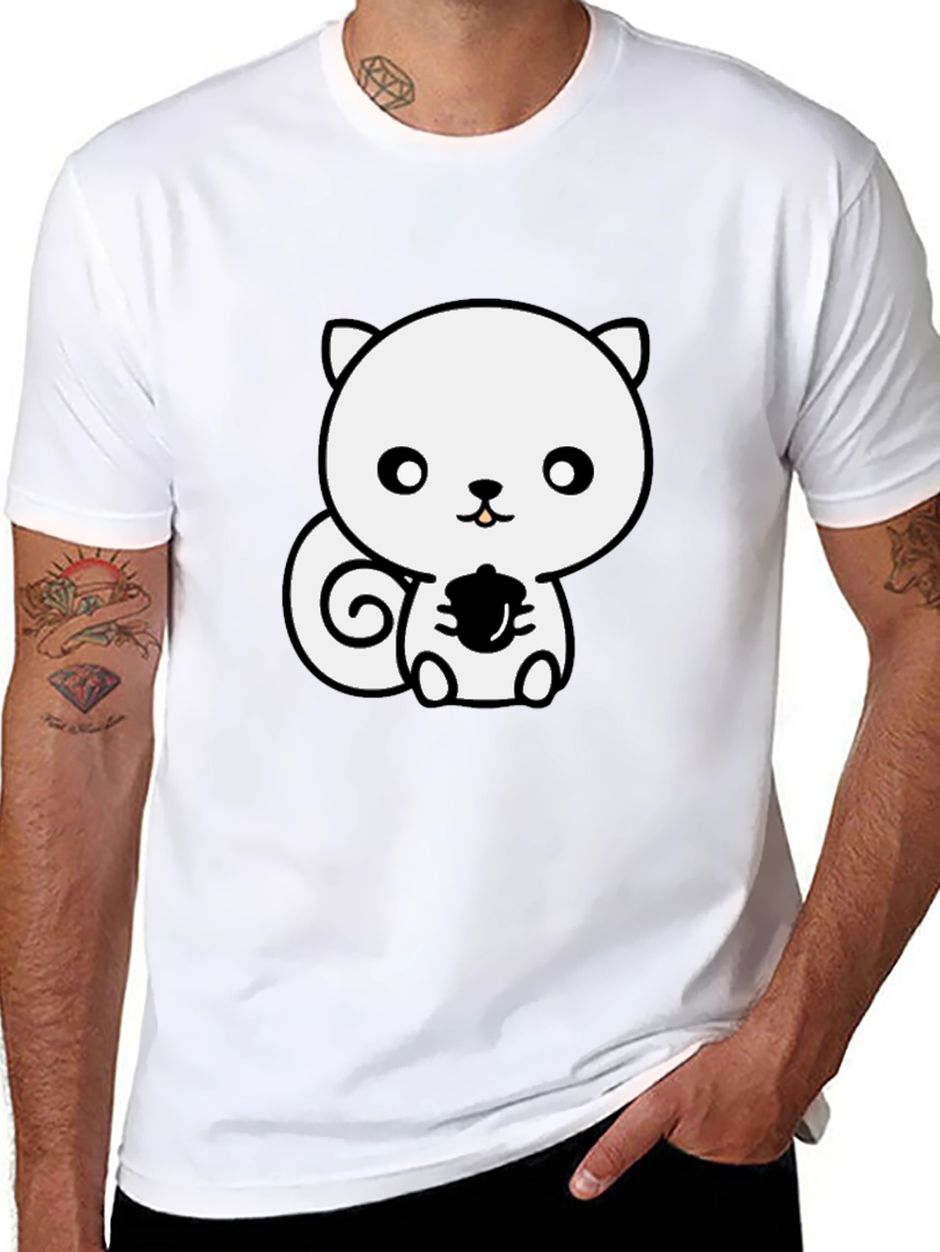 Cute Cartoon Squirrel T-Shirt - Black