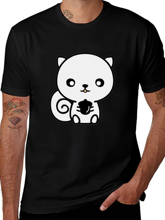 Cute Cartoon Squirrel T-Shirt - Black