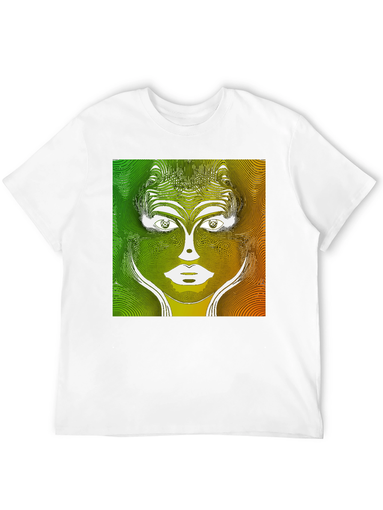 Abstract Face Graphic Print Black T-Shirt