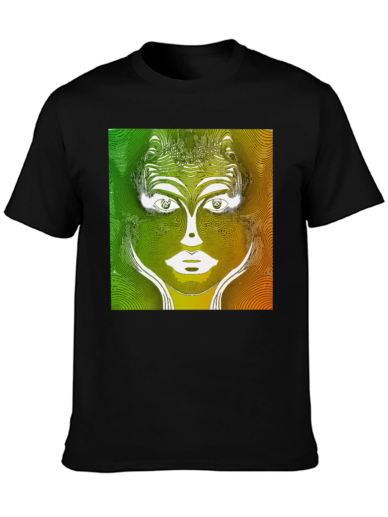 Abstract Face Graphic Print Black T-Shirt