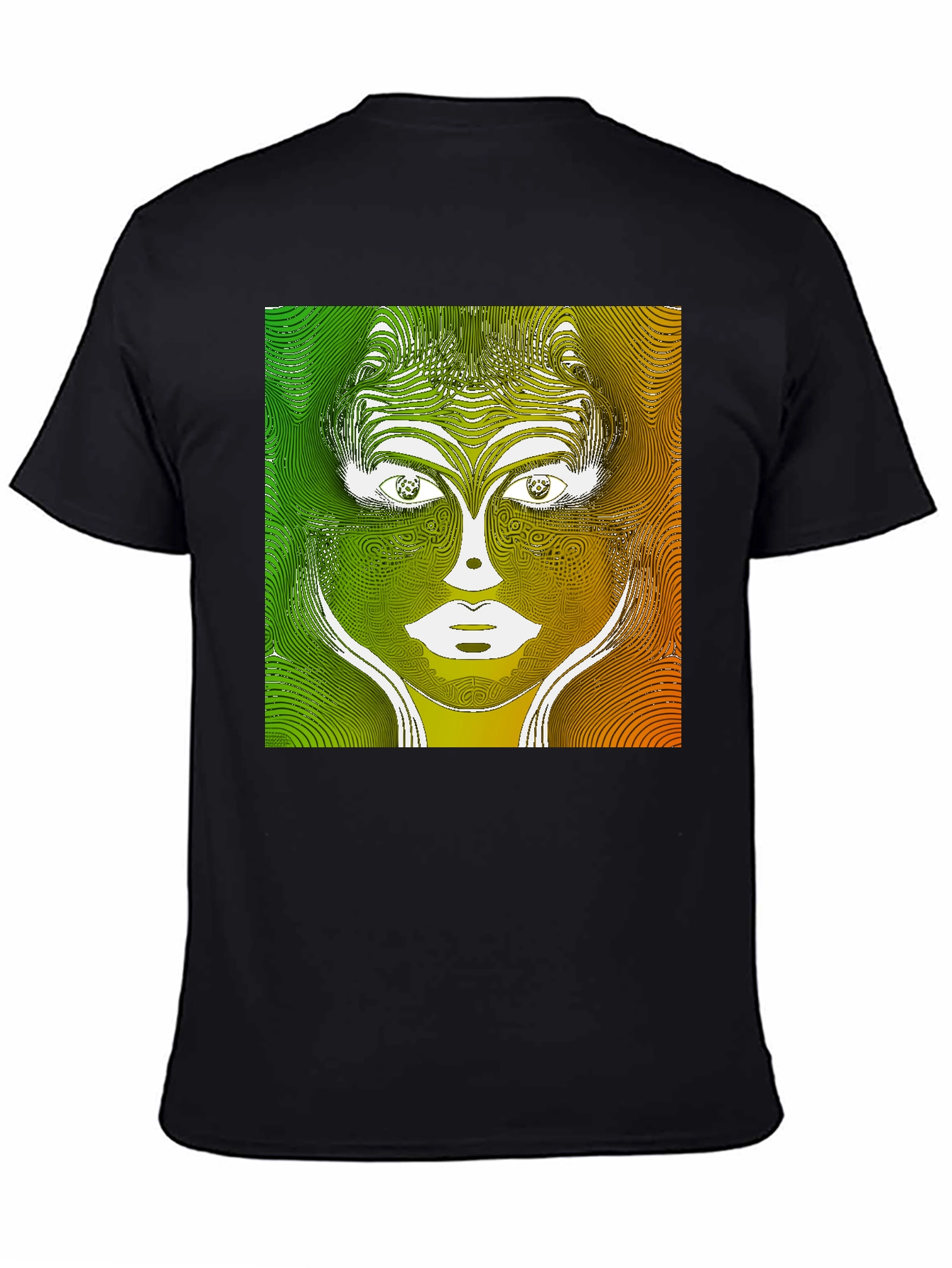Abstract Face Graphic Print Black T-Shirt