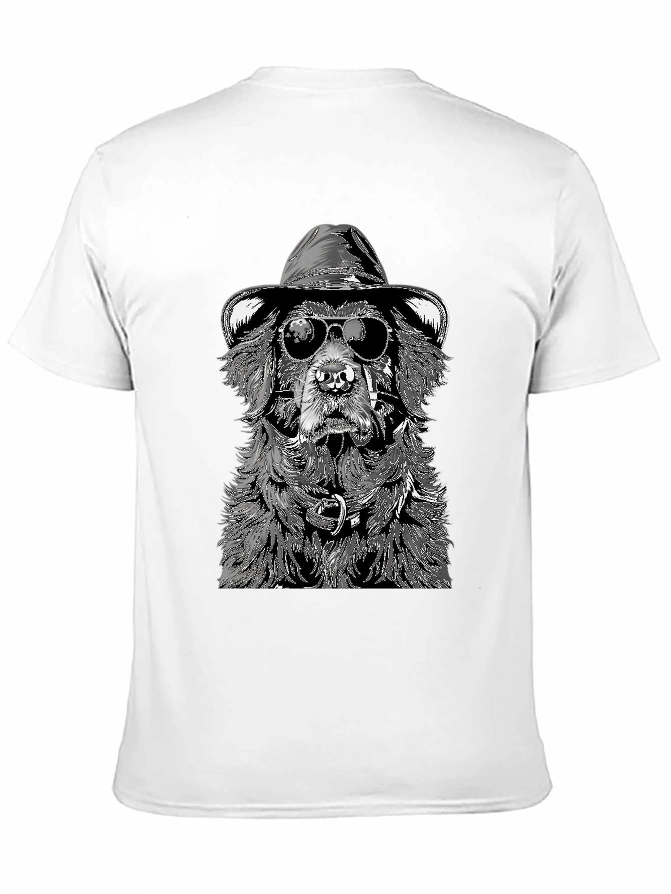 Dog with Hat and Shades Black T-Shirt