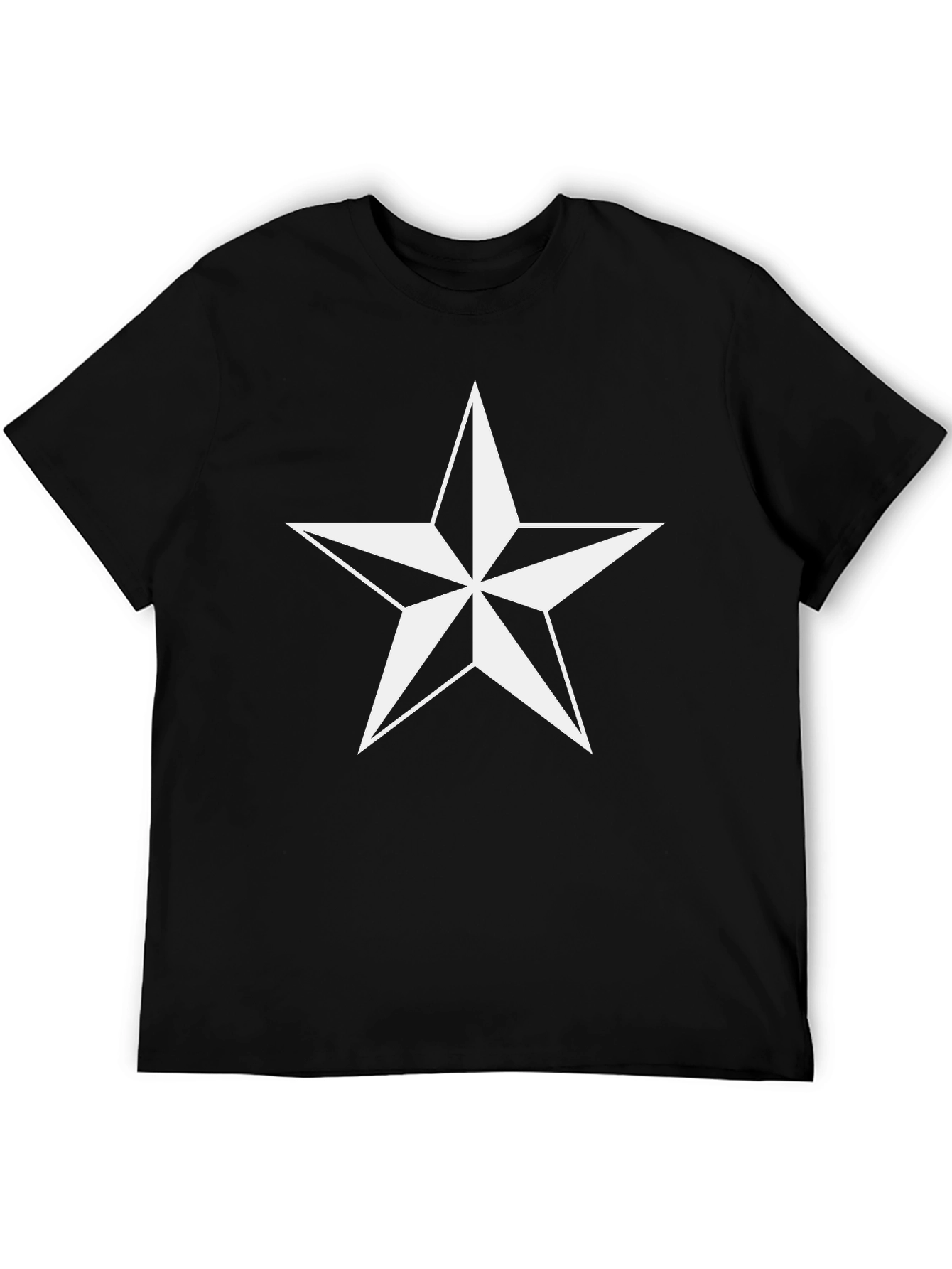 Classic Black Star Graphic Tee - Mens Casual Style