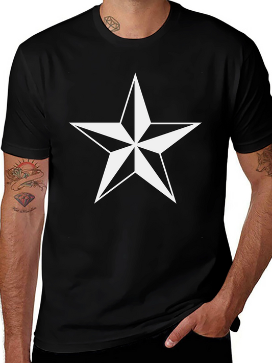 Classic Black Star Graphic Tee - Mens Casual Style