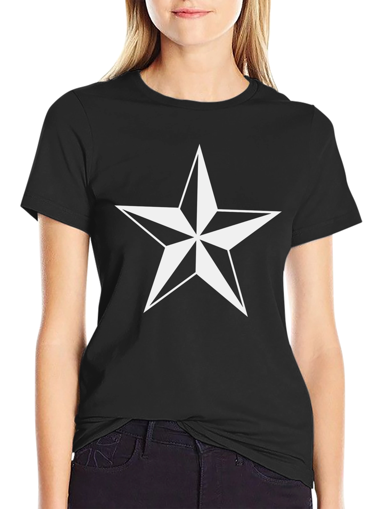 Classic Black Star Graphic Tee - Mens Casual Style