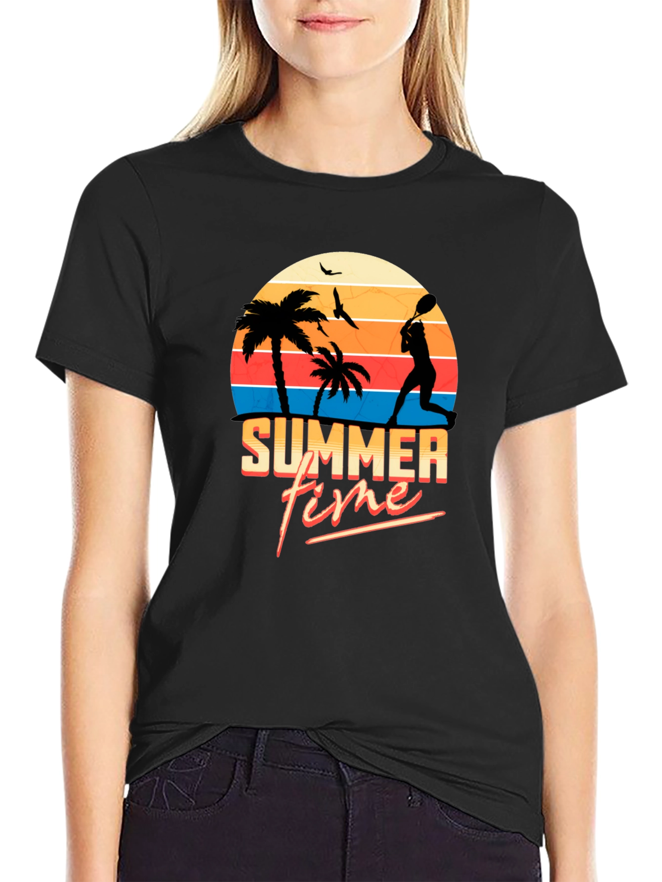 Summer Time Black T-Shirt - Beach Vibes