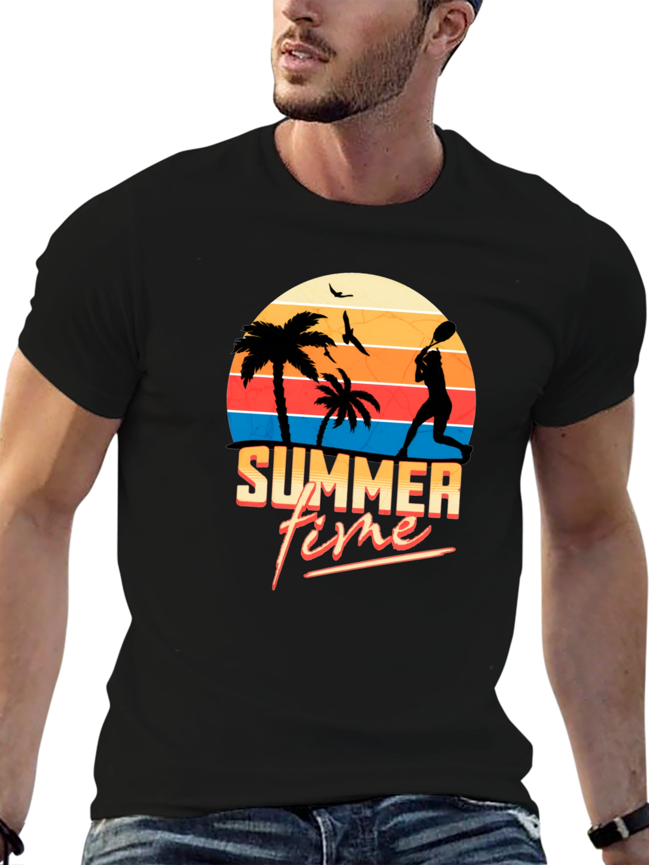 Summer Time Black T-Shirt - Beach Vibes