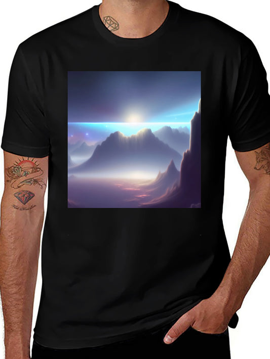 Mountainscape Graphic Tee - Black Cotton Blend