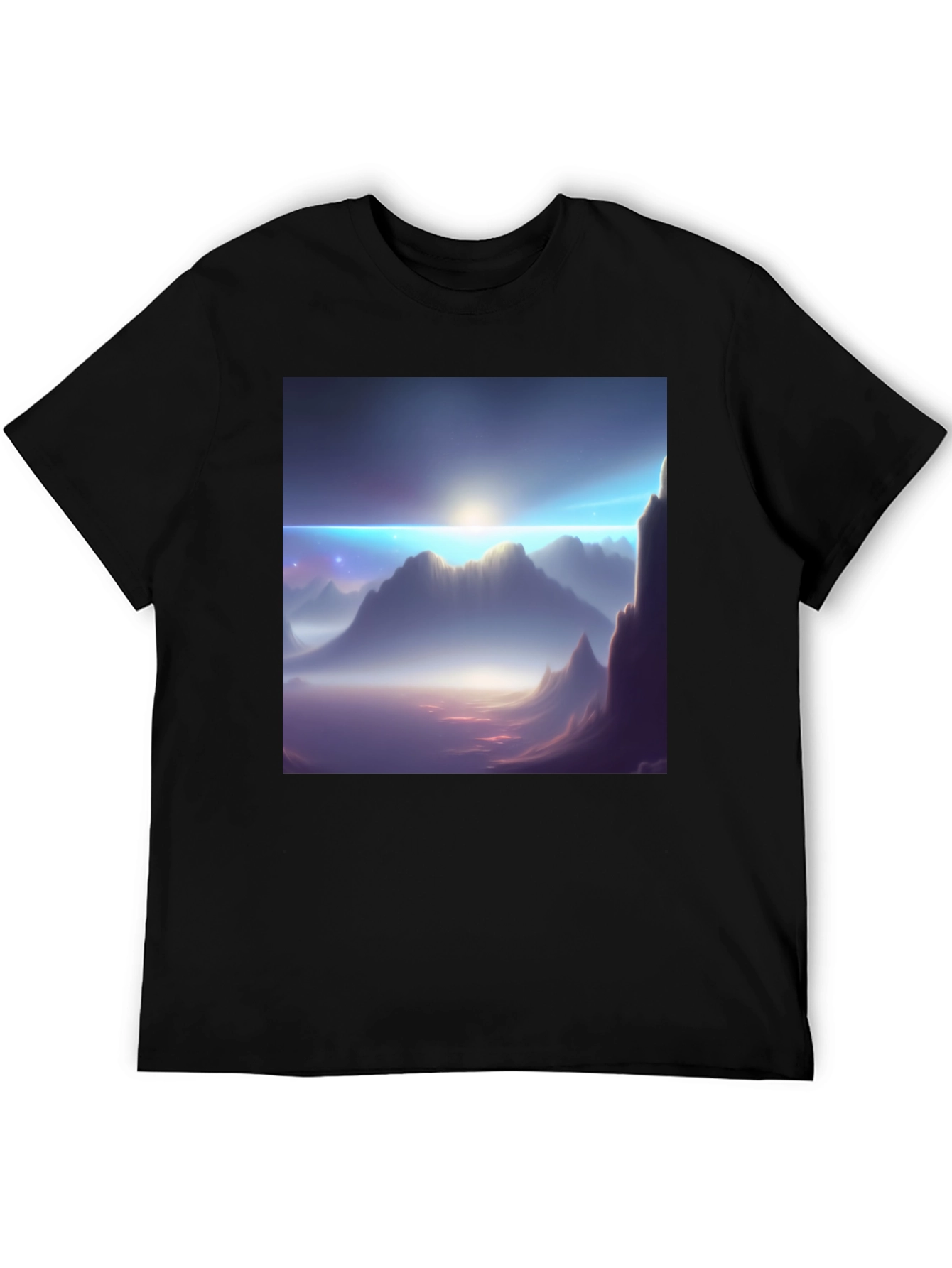 Mountainscape Graphic Tee - Black Cotton Blend