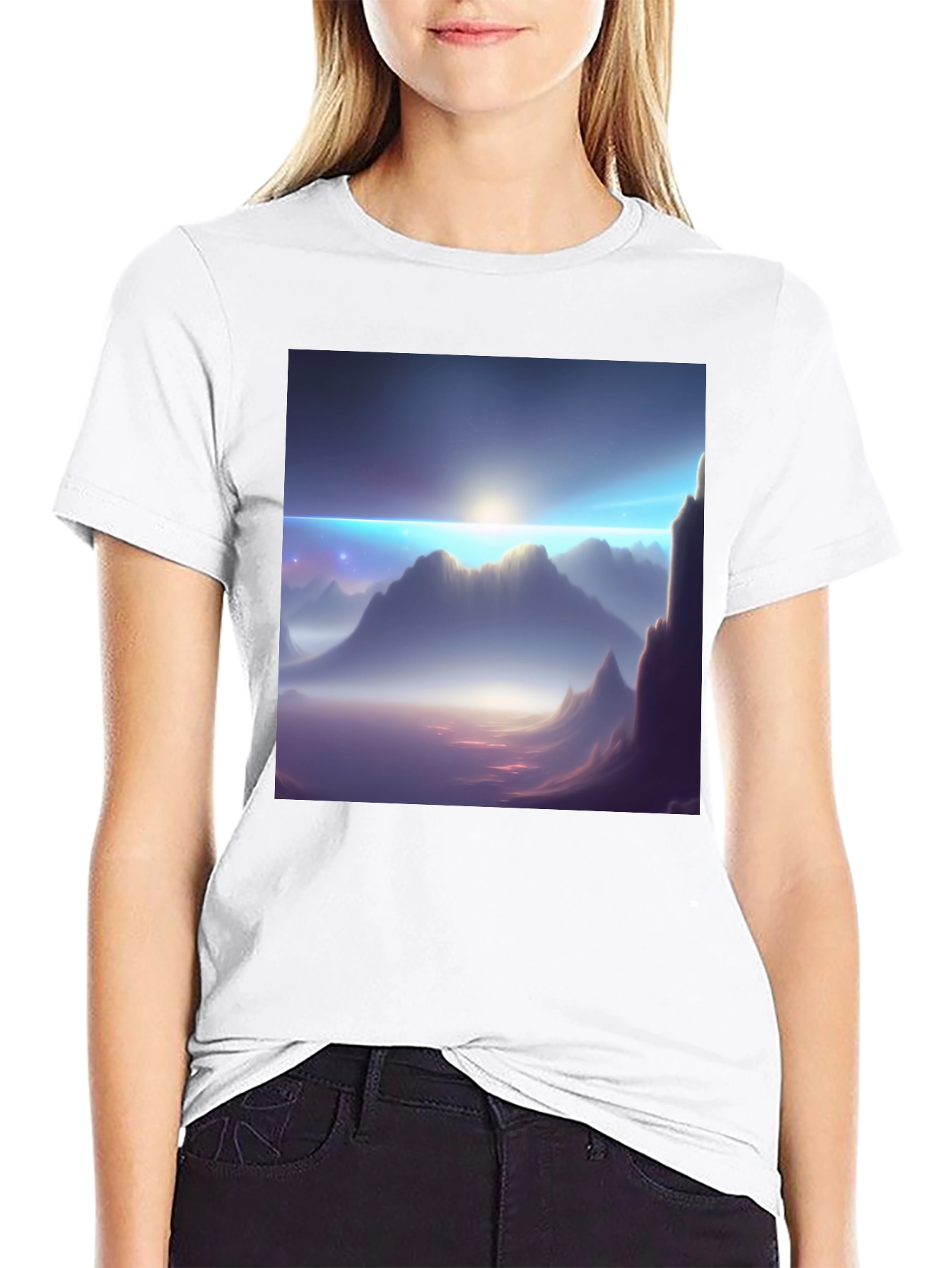 Mountainscape Graphic Tee - Black Cotton Blend