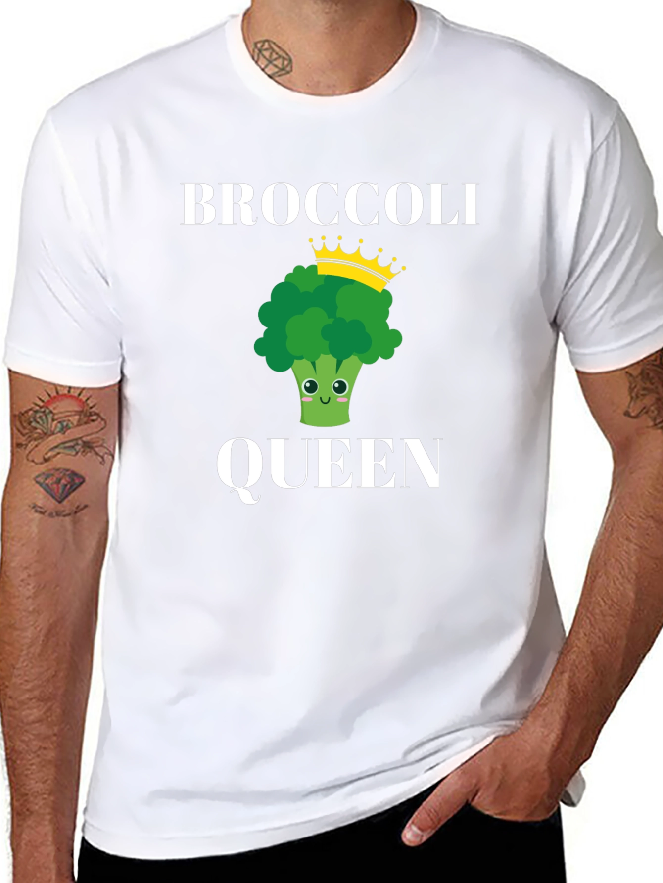 Broccoli Queen Graphic T-Shirt - Novelty Vegan Tee