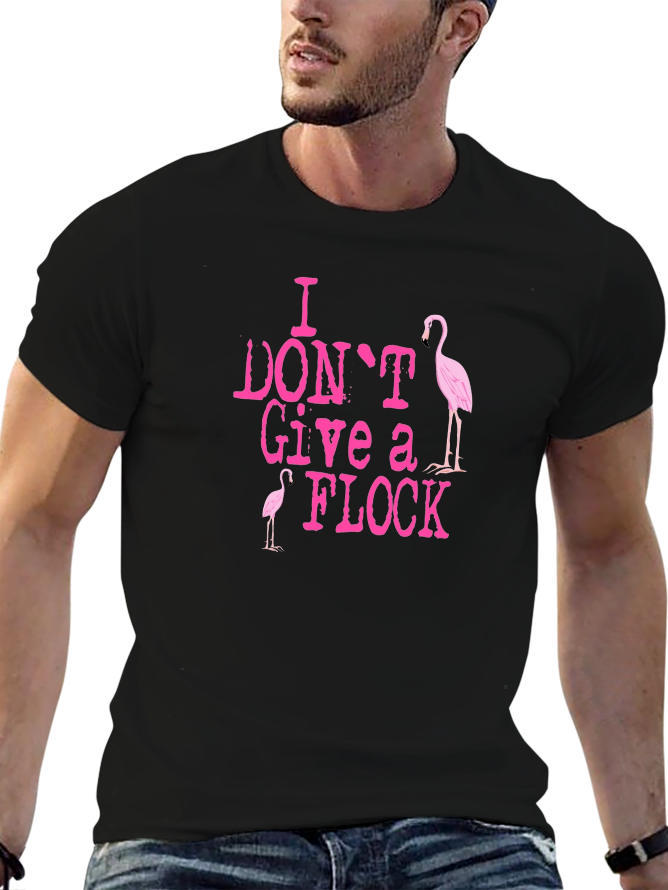 I Dont Give A Flock Flamingo Black T-Shirt