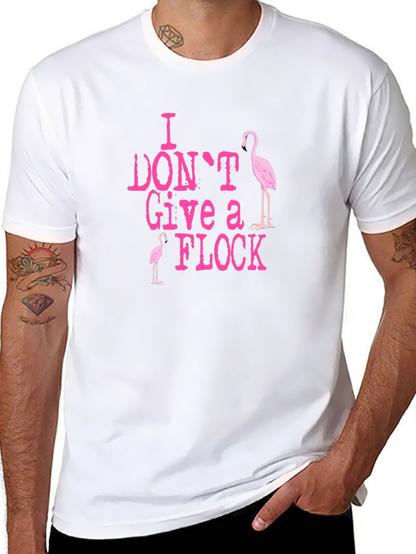 I Dont Give A Flock Flamingo Black T-Shirt