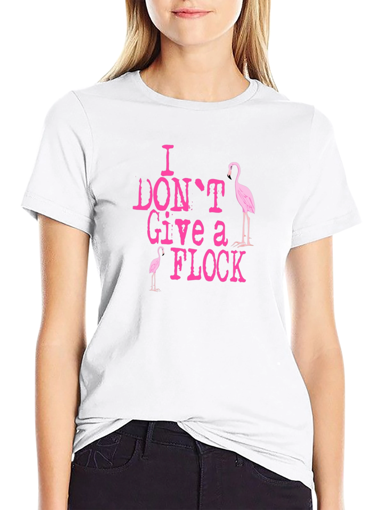 I Dont Give A Flock Flamingo Black T-Shirt