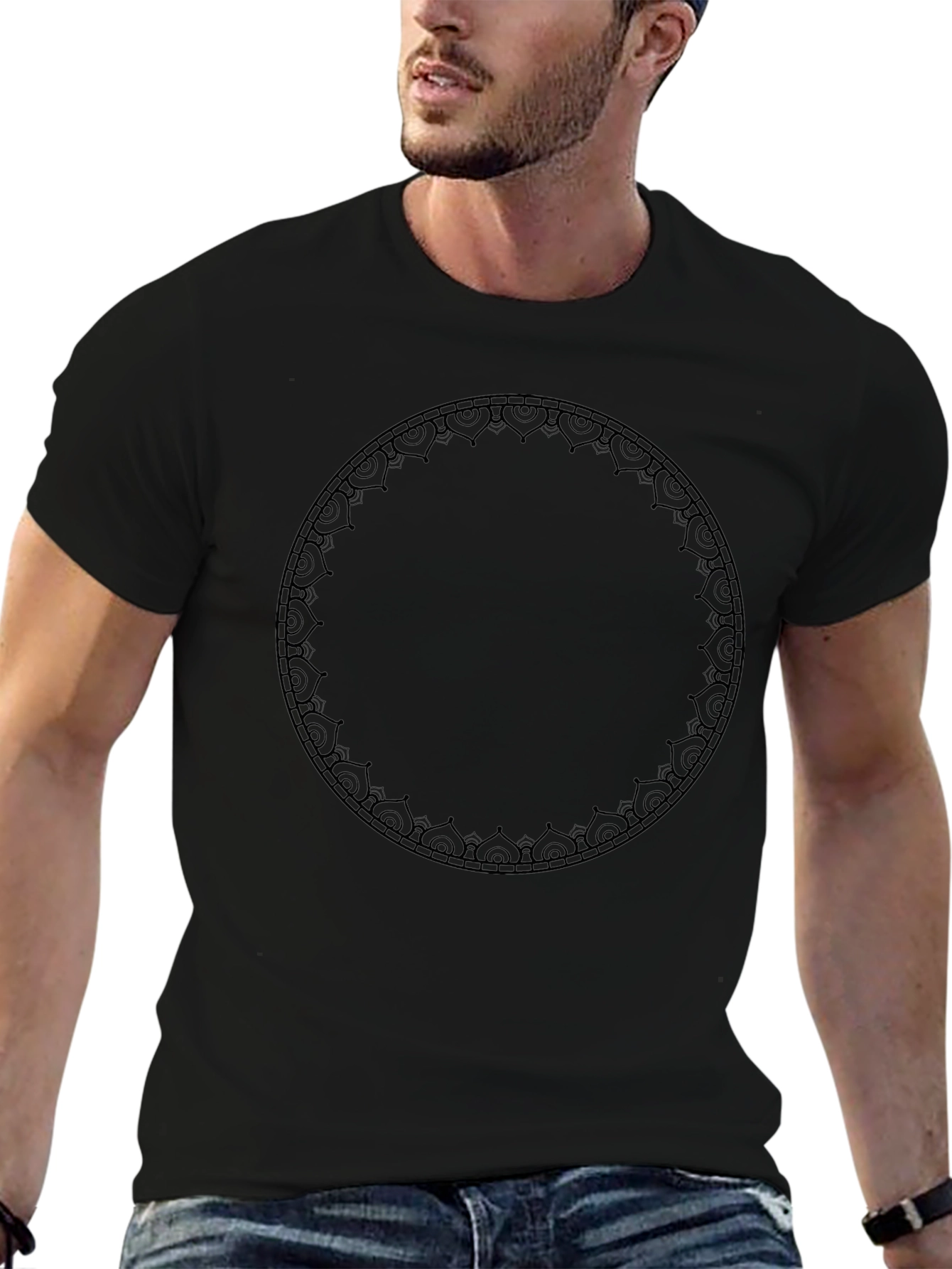 Stylish Black Mandala Graphic T-Shirt