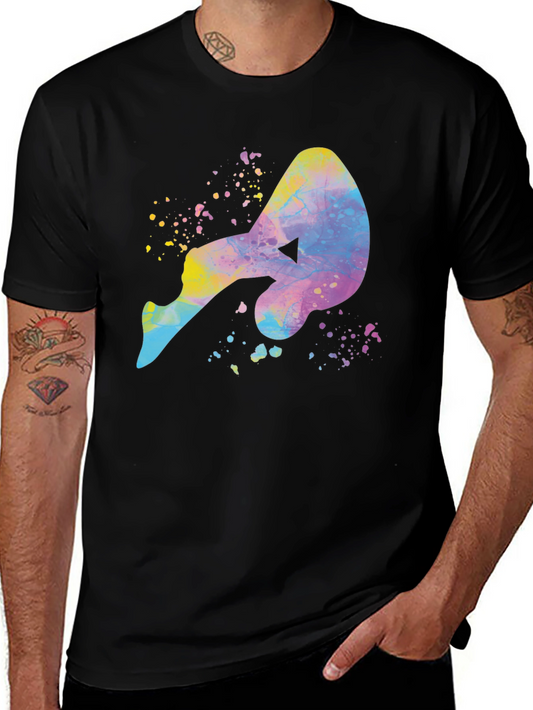 Abstract Watercolor Silhouette Black T-Shirt